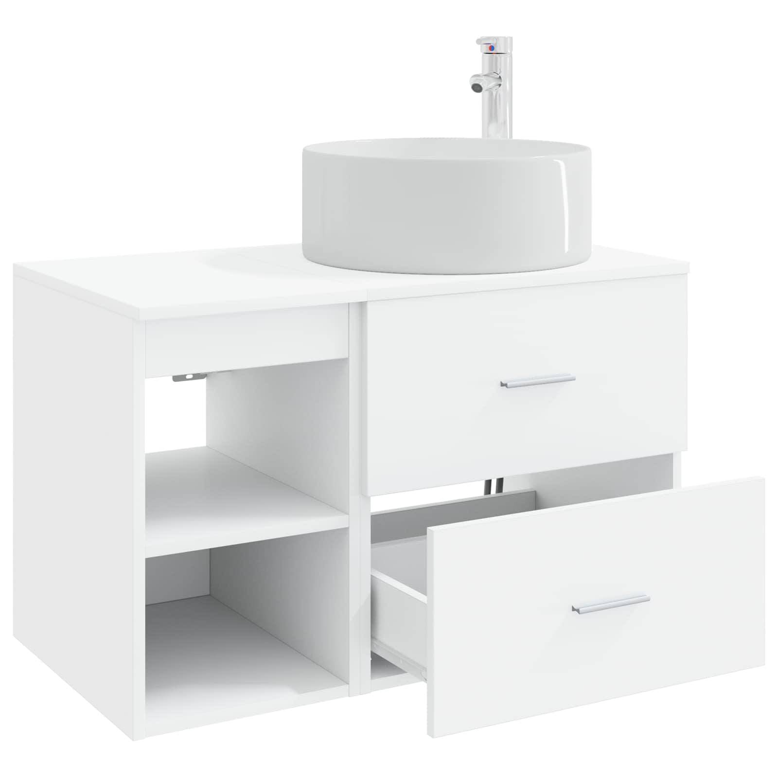 vidaXL Badezimmermöbel-Set 2 pcs Weiß Holzwerkstoff