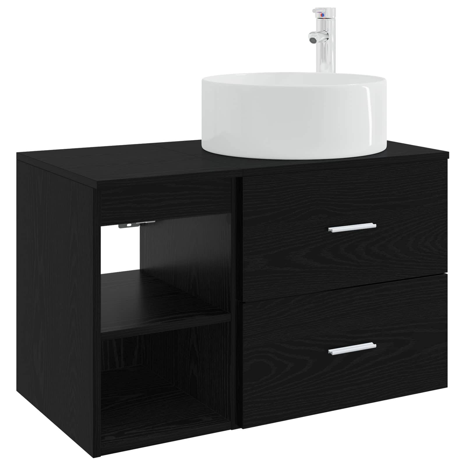 vidaXL Badezimmermöbel-Set 2 pcs Schwarze Eiche Holzwerkstoff