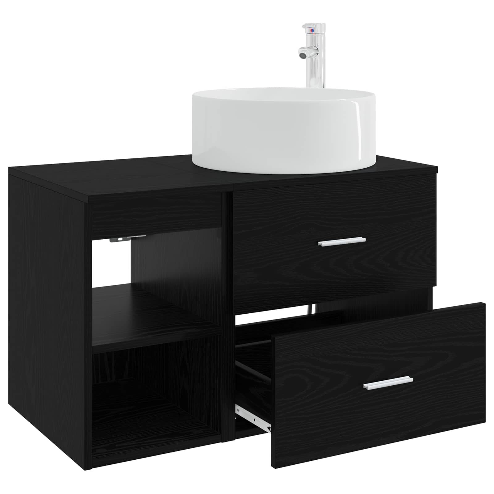 vidaXL Badezimmermöbel-Set 2 pcs Schwarze Eiche Holzwerkstoff