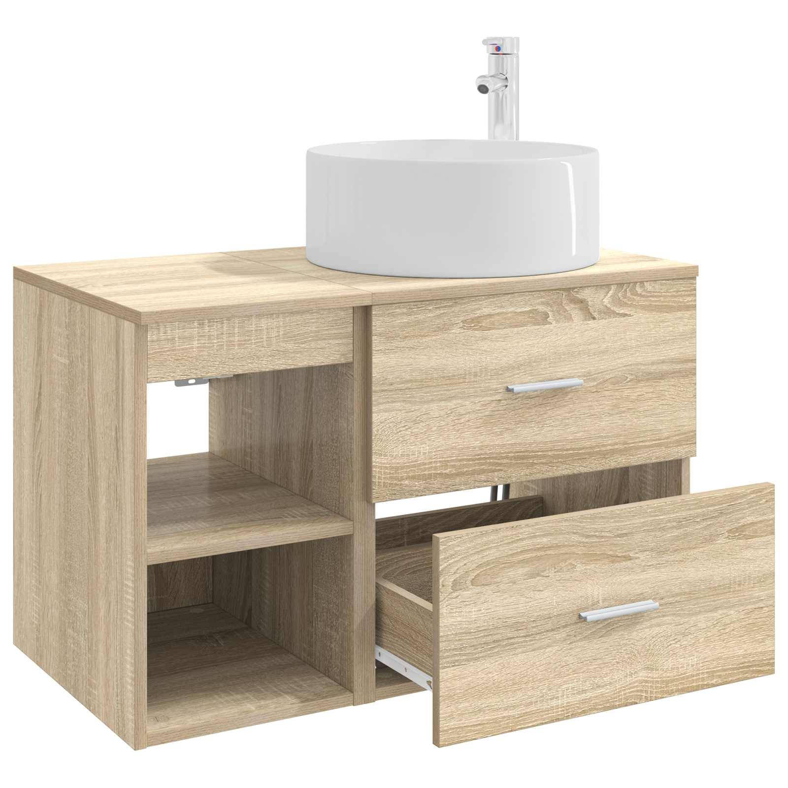 vidaXL Badezimmermöbel-Set 2 pcs Sonoma-Eiche Holzwerkstoff