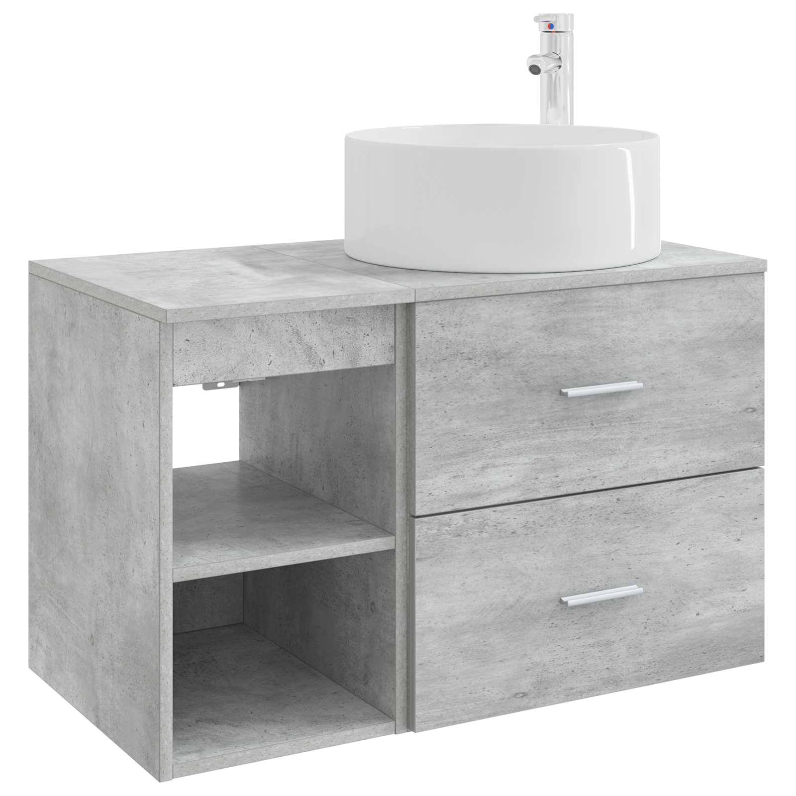 vidaXL Badezimmermöbel-Set 2 pcs Betongrau Holzwerkstoff