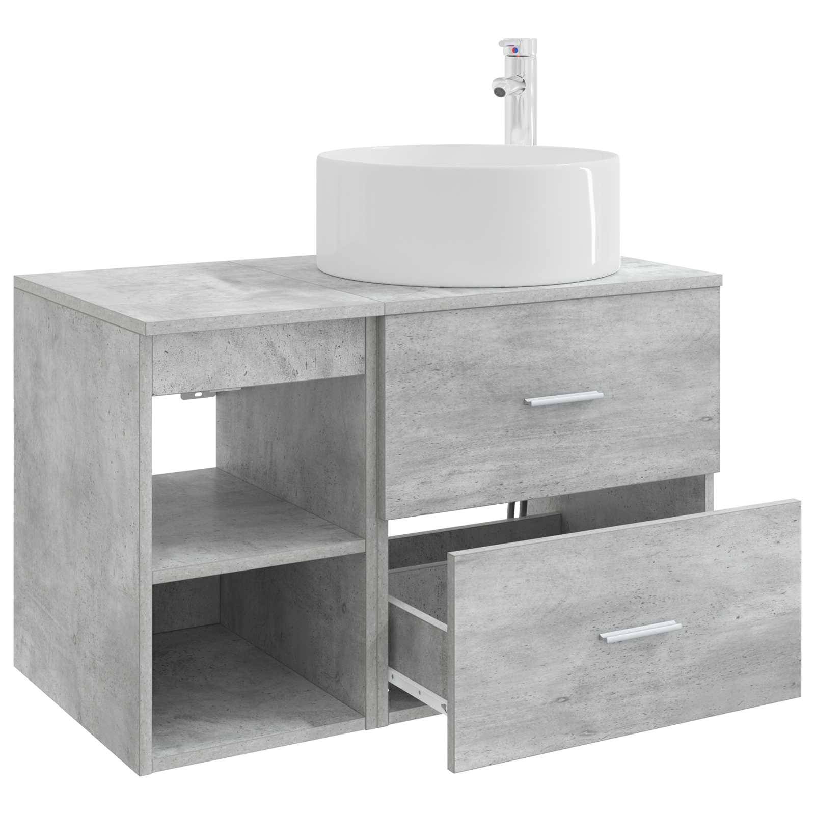 vidaXL Badezimmermöbel-Set 2 pcs Betongrau Holzwerkstoff