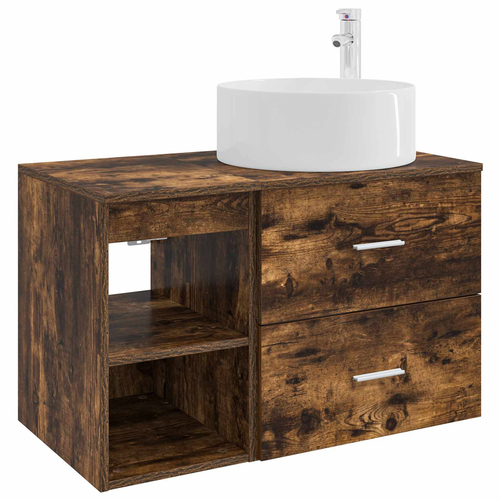 vidaXL Badezimmermöbel-Set 2 pcs Geräucherte Eiche Holzwerkstoff