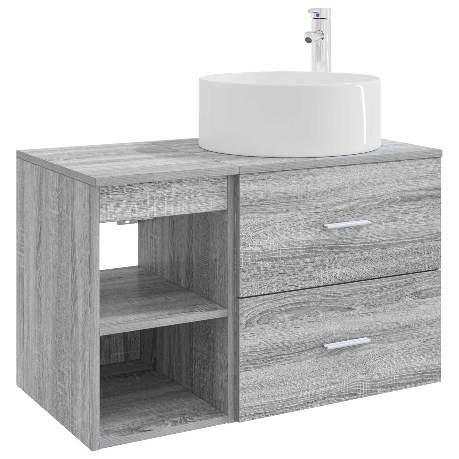 vidaXL Badezimmermöbel-Set 2 pcs Grau Sonoma Holzwerkstoff