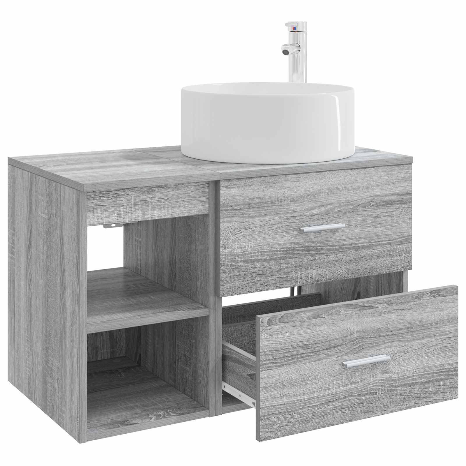 vidaXL Badezimmermöbel-Set 2 pcs Grau Sonoma Holzwerkstoff