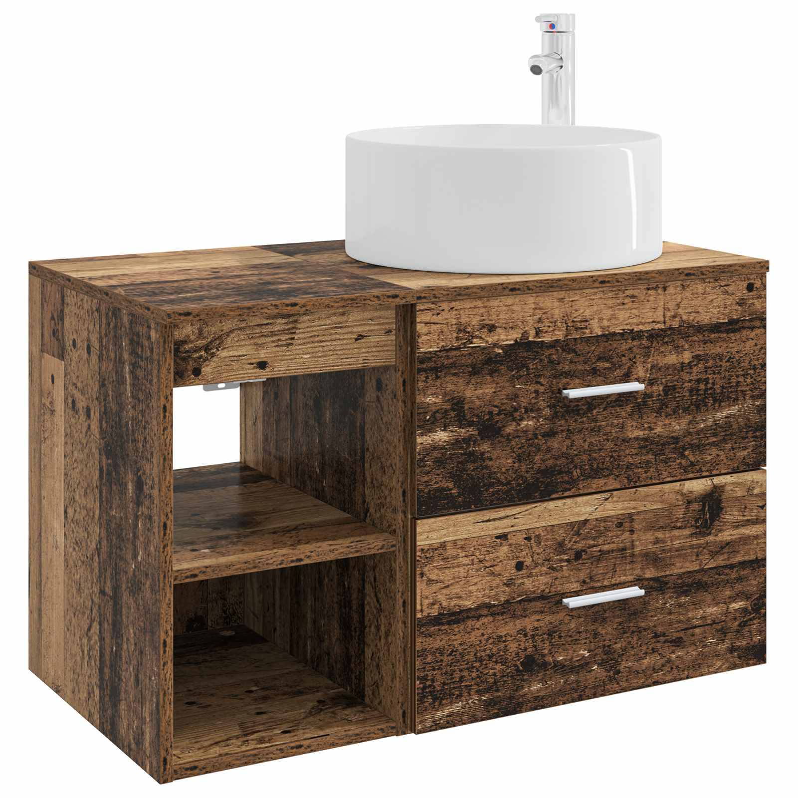 vidaXL Badezimmermöbel-Set 2 pcs Altholz Holzwerkstoff