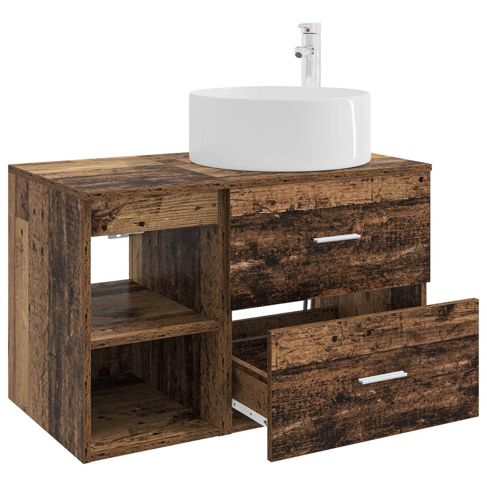 vidaXL Badezimmermöbel-Set 2 pcs Altholz Holzwerkstoff