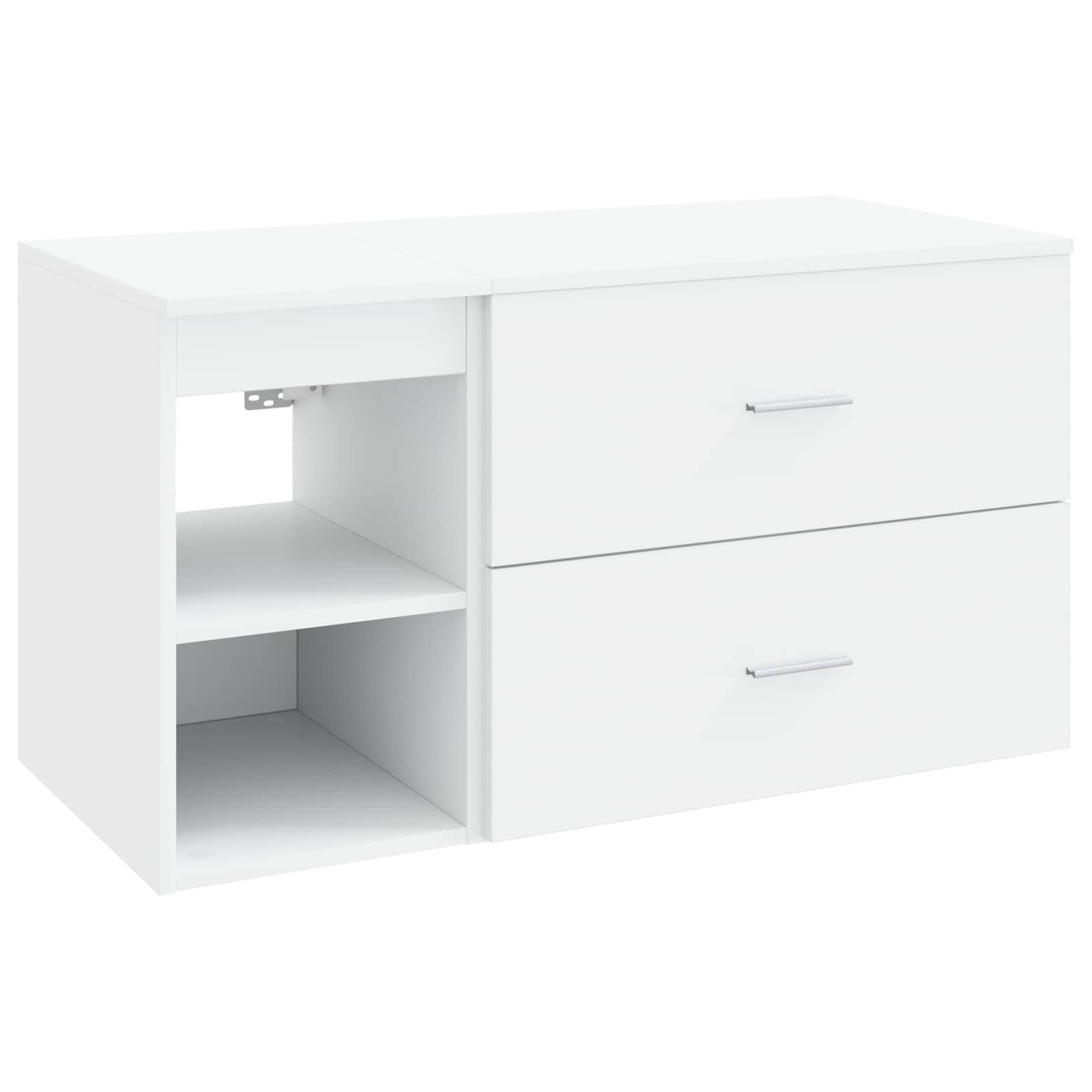 vidaXL Badezimmermöbel-Set 2 pcs Weiß Holzwerkstoff