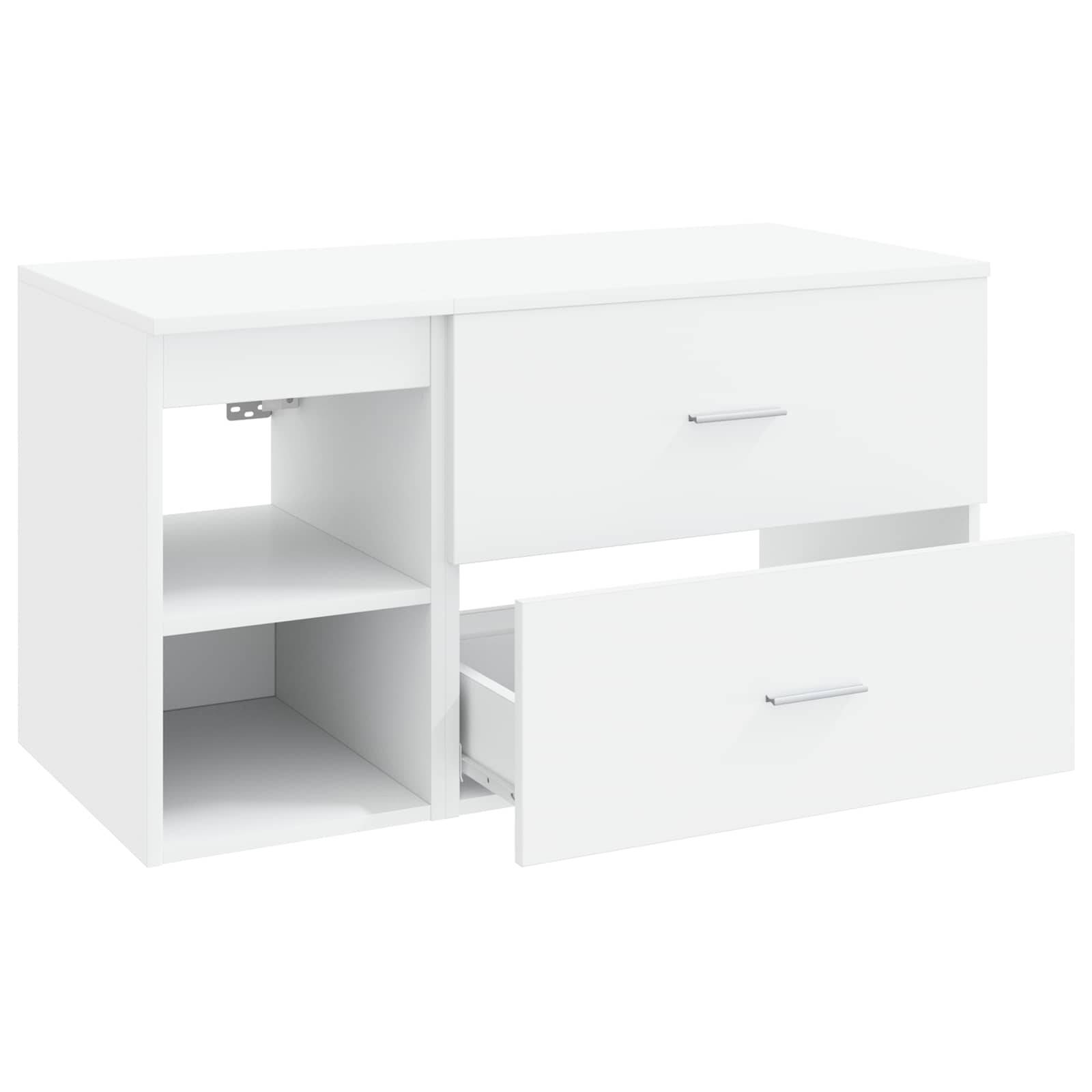 vidaXL Badezimmermöbel-Set 2 pcs Weiß Holzwerkstoff