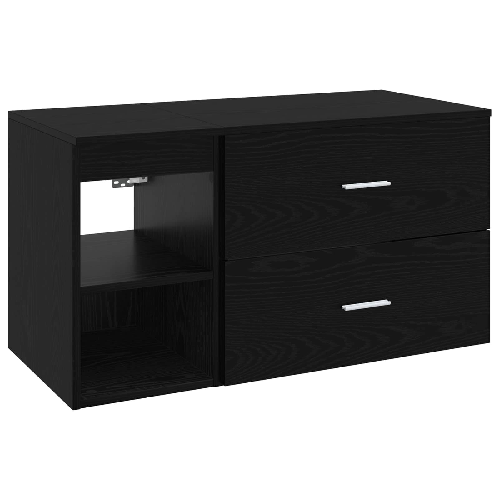 vidaXL Badezimmermöbel-Set 2 pcs Schwarze Eiche Holzwerkstoff