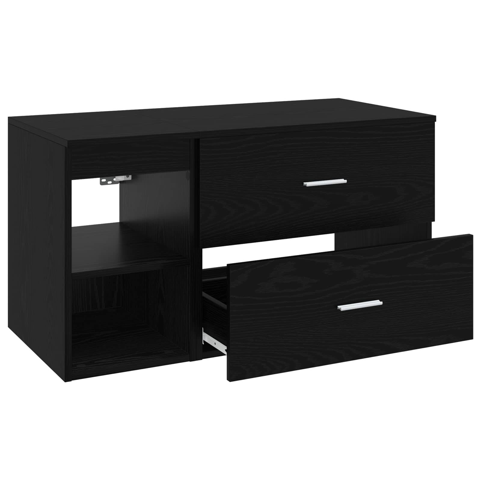vidaXL Badezimmermöbel-Set 2 pcs Schwarze Eiche Holzwerkstoff