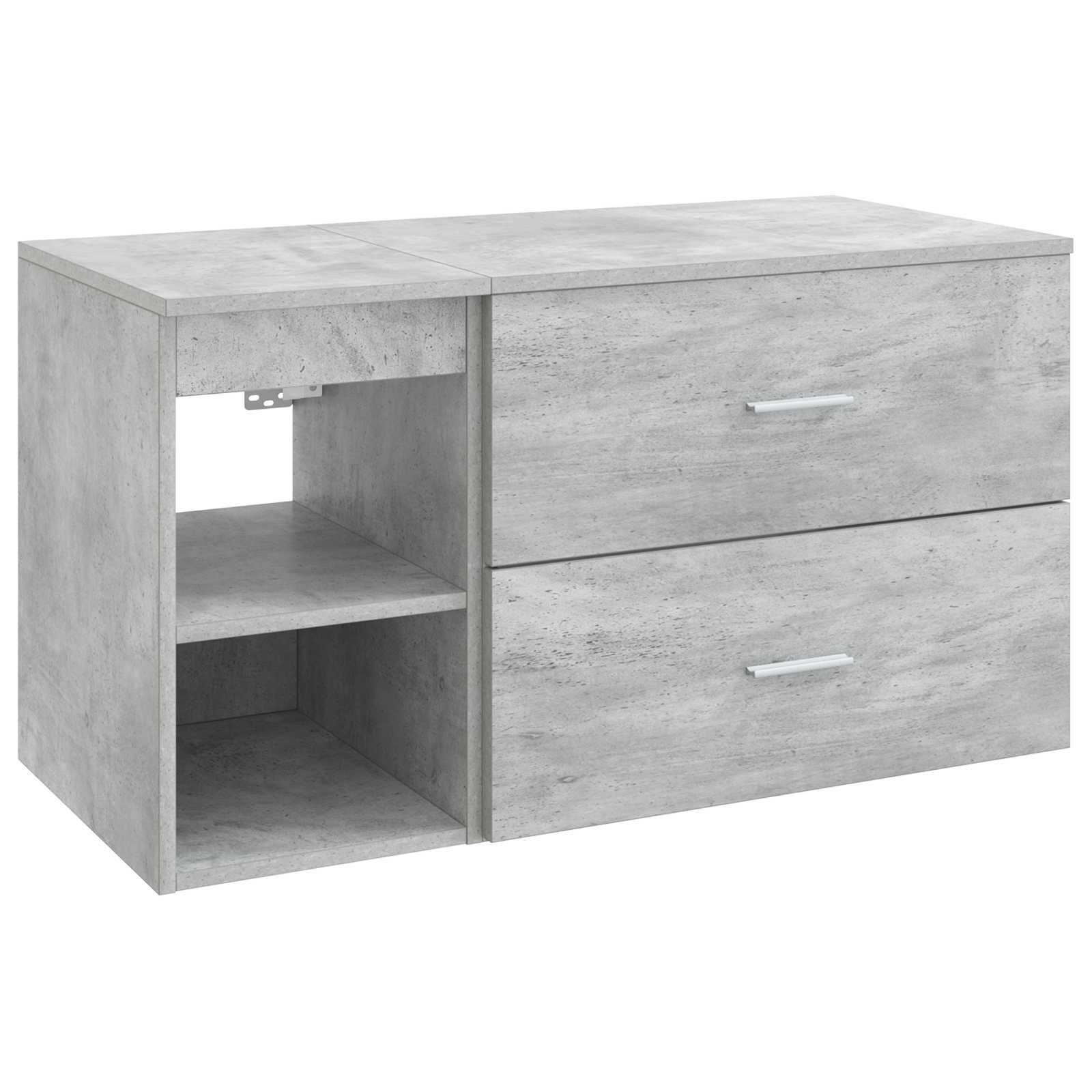 vidaXL Badezimmermöbel-Set 2 pcs Betongrau Holzwerkstoff