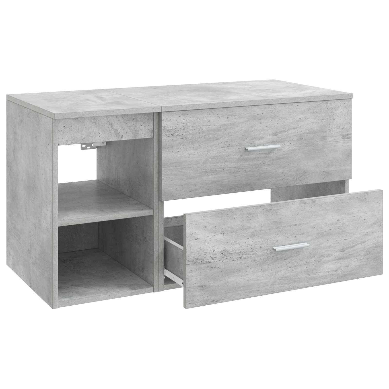 vidaXL Badezimmermöbel-Set 2 pcs Betongrau Holzwerkstoff