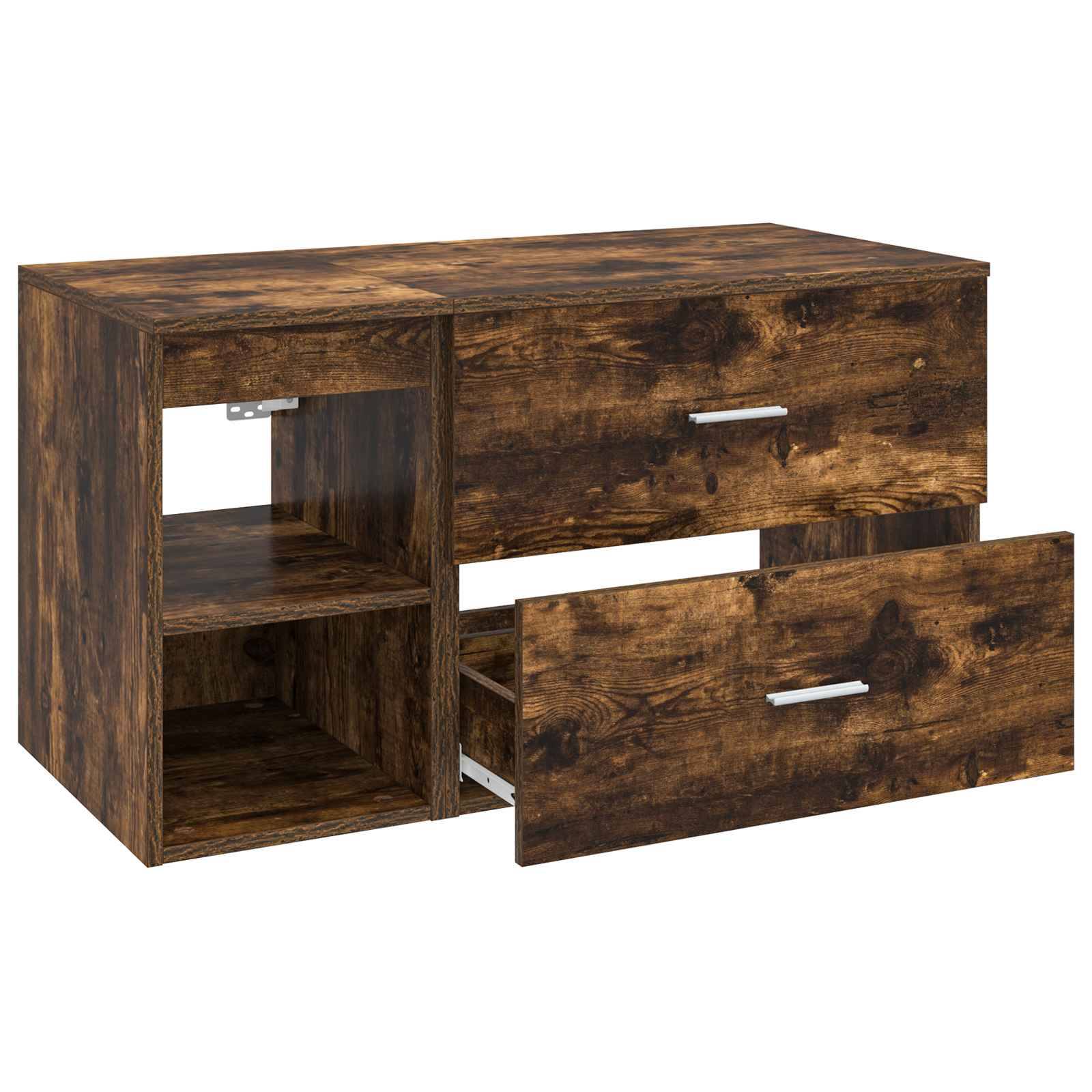 vidaXL Badezimmermöbel-Set 2 pcs Geräucherte Eiche Holzwerkstoff