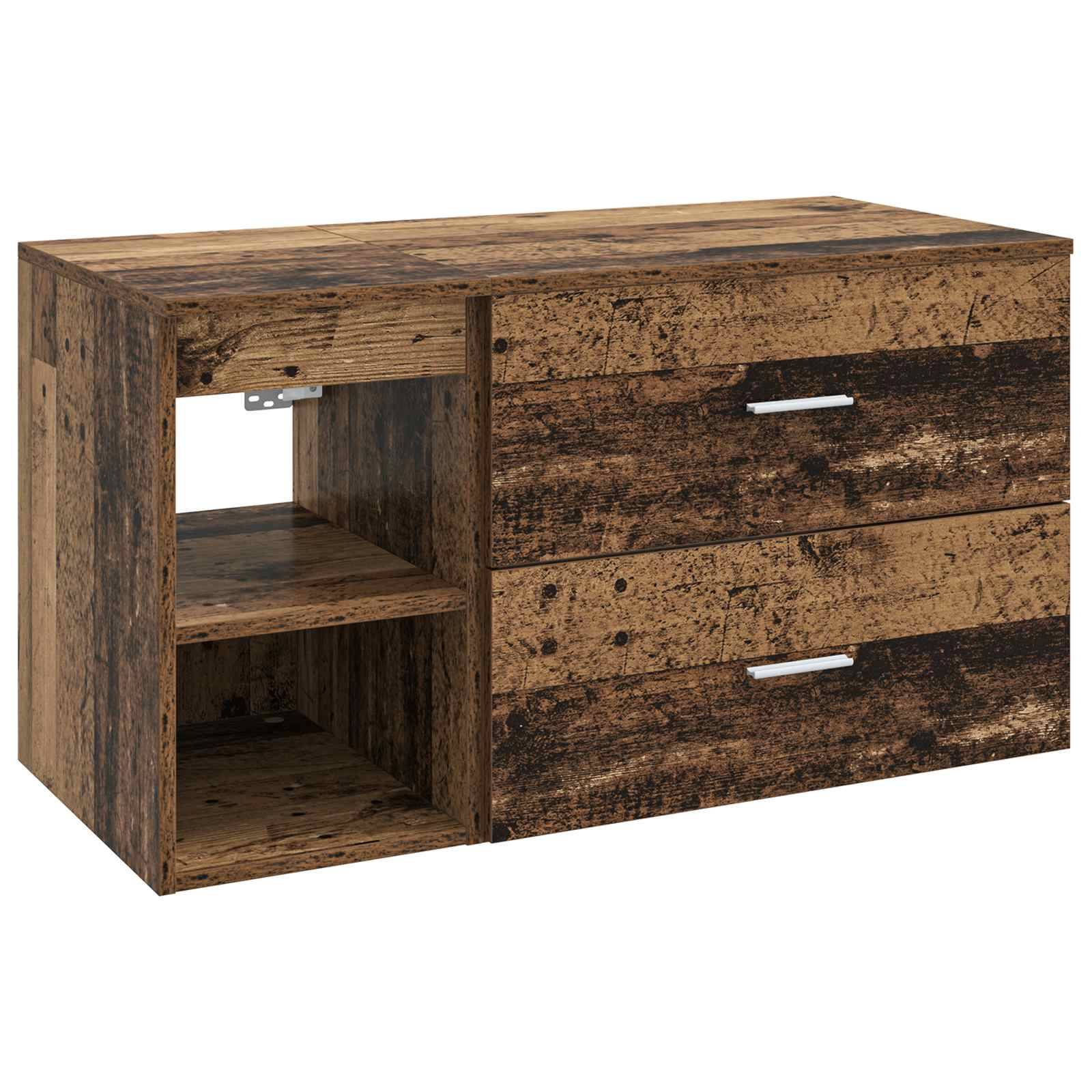 vidaXL Badezimmermöbel-Set 2 pcs Altholz Holzwerkstoff