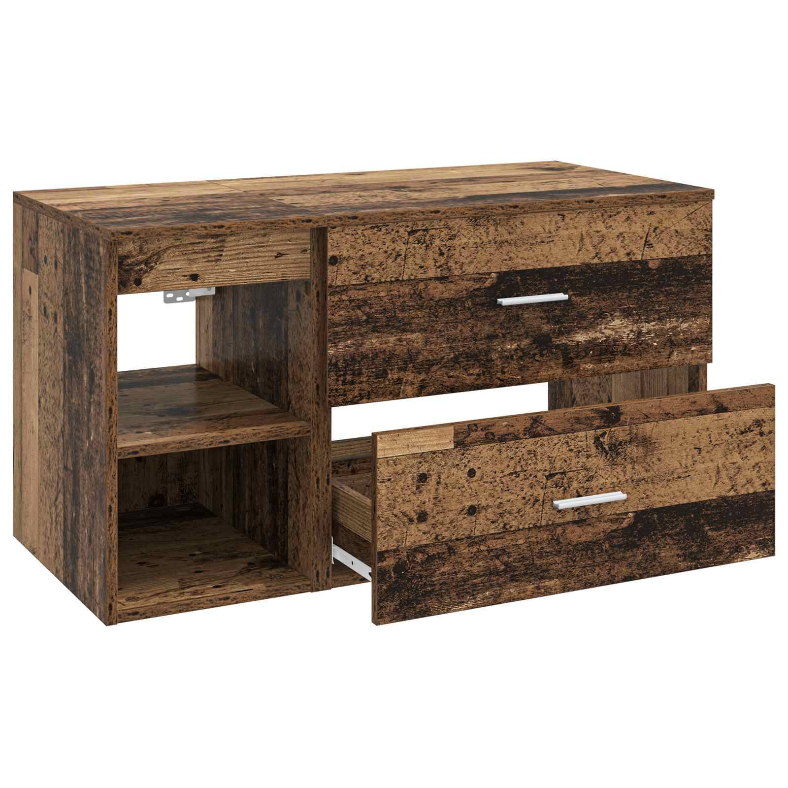 vidaXL Badezimmermöbel-Set 2 pcs Altholz Holzwerkstoff
