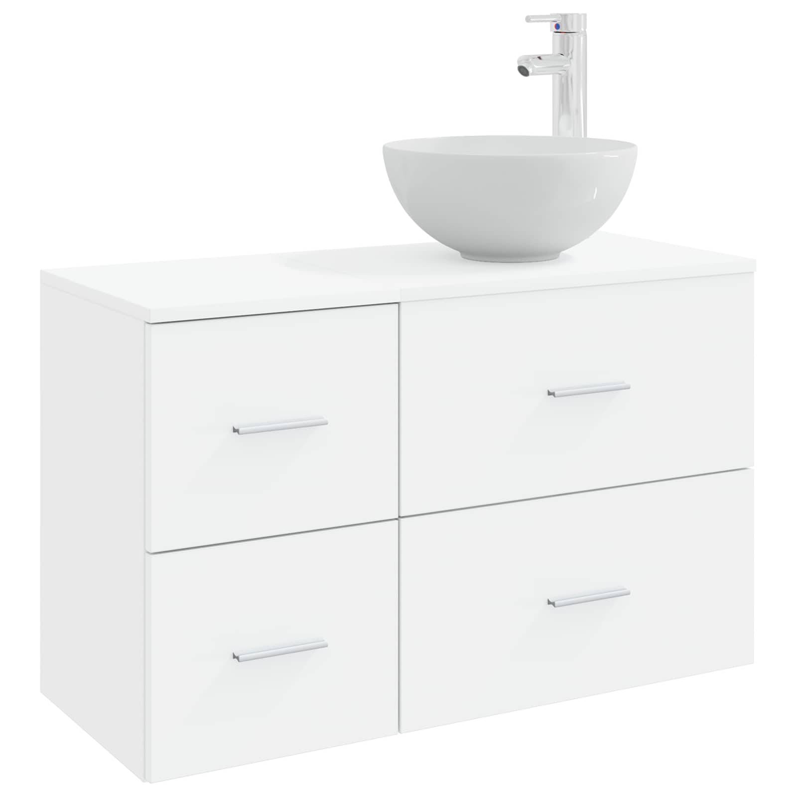 vidaXL Badezimmermöbel-Set 2 pcs Weiß Holzwerkstoff