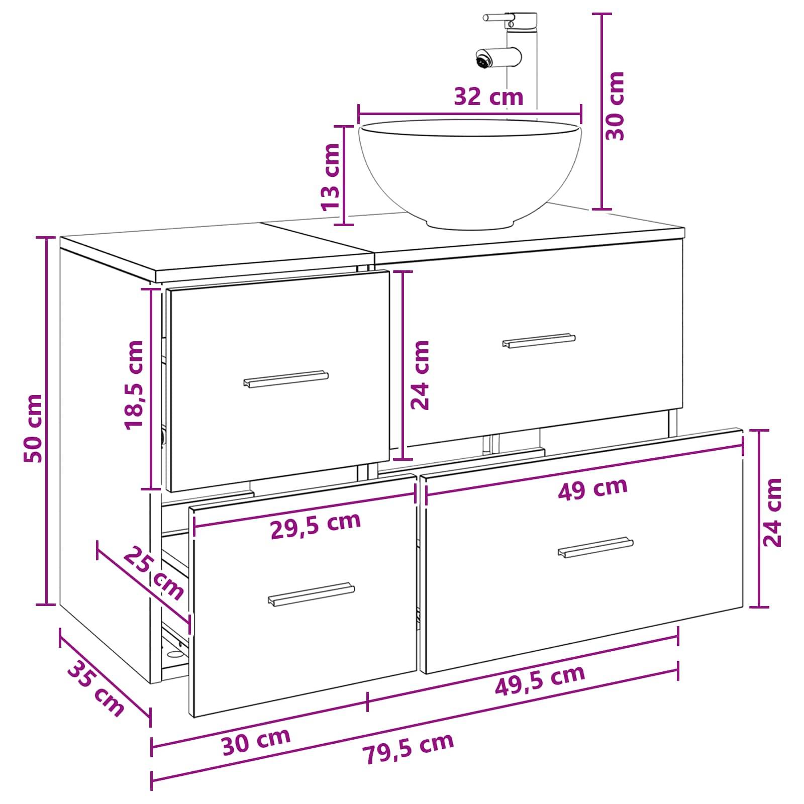 vidaXL Badezimmermöbel-Set 2 pcs Weiß Holzwerkstoff
