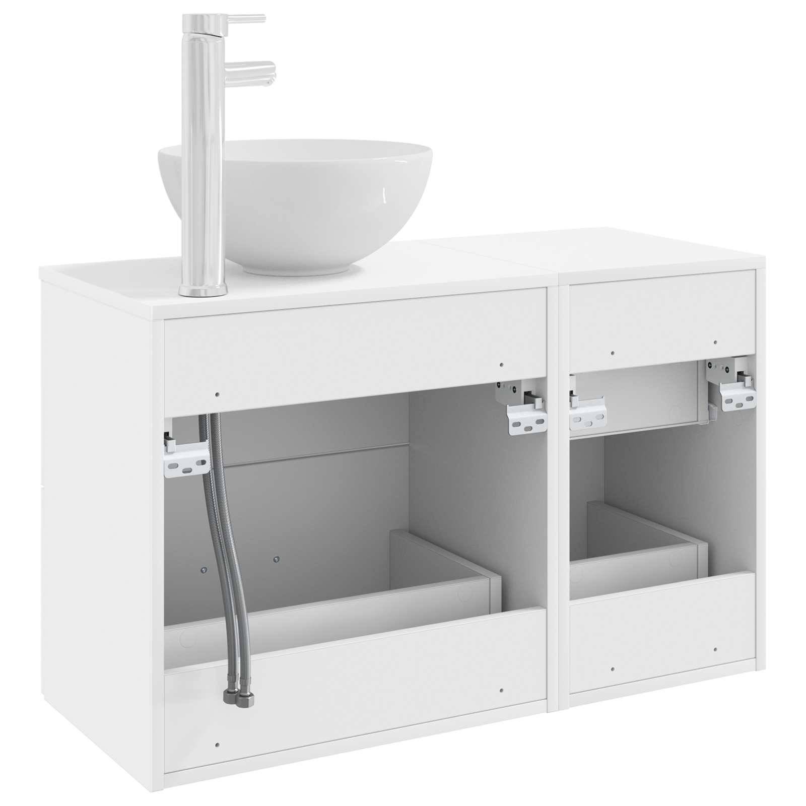 vidaXL Badezimmermöbel-Set 2 pcs Weiß Holzwerkstoff