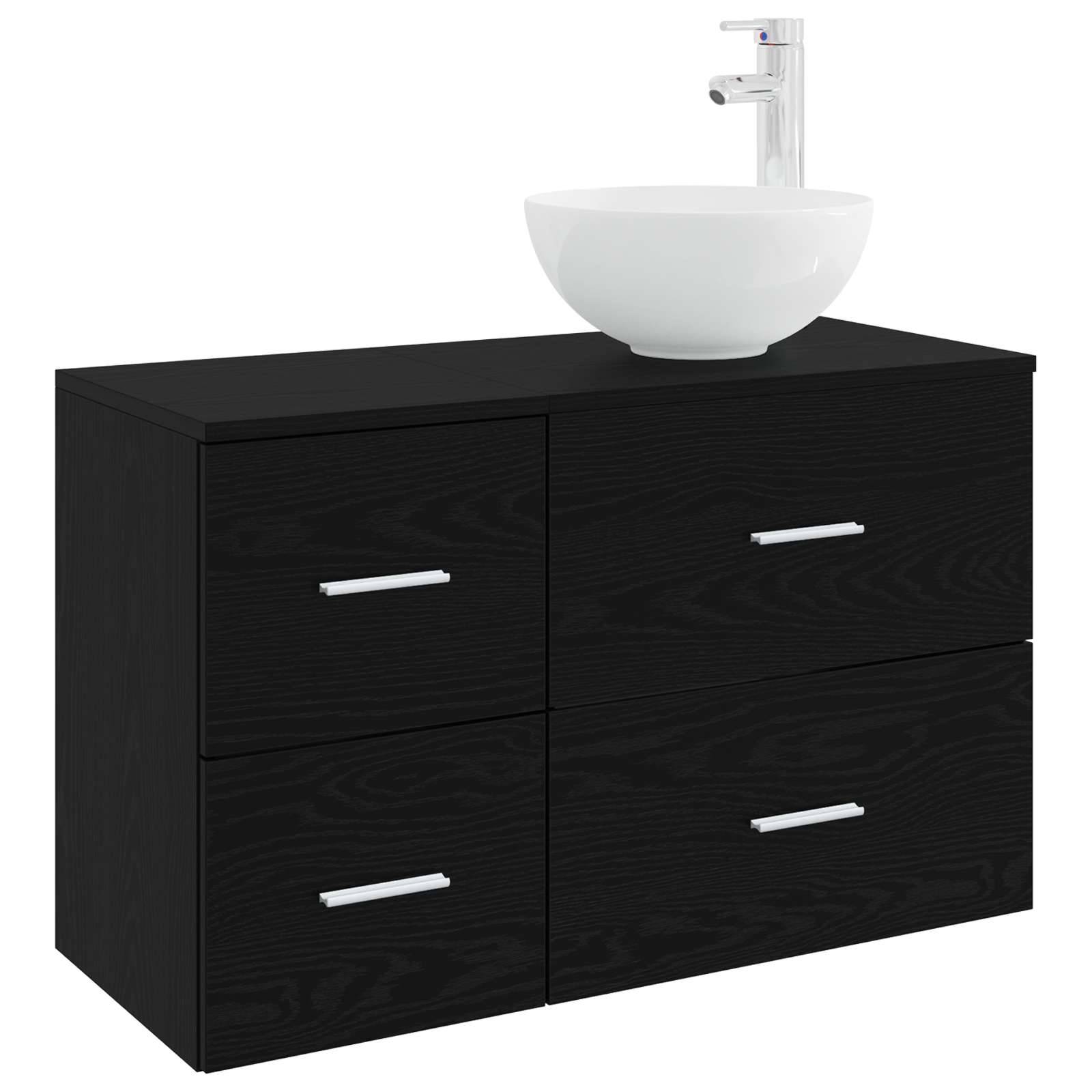 vidaXL Badezimmermöbel-Set 2 pcs Schwarze Eiche Holzwerkstoff