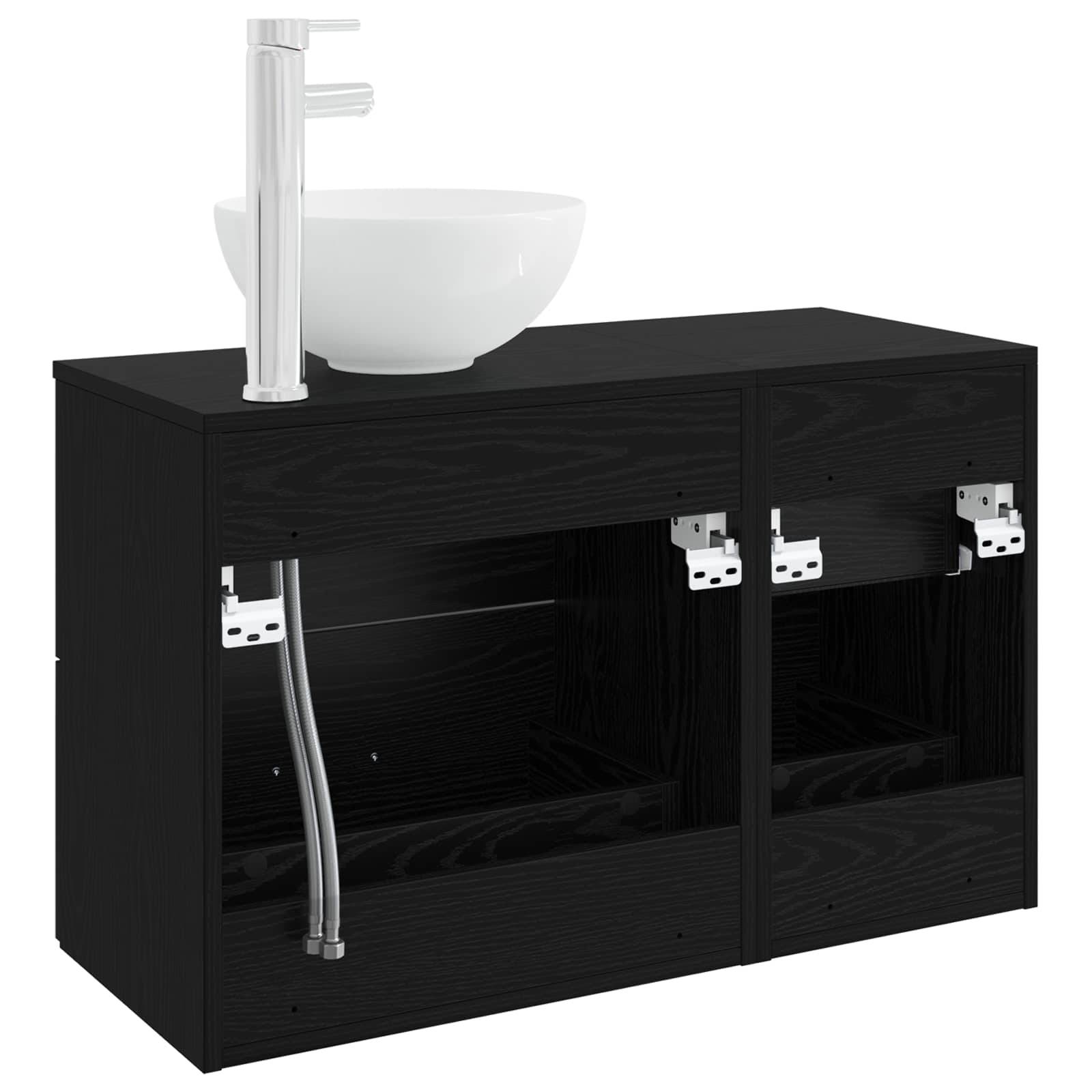 vidaXL Badezimmermöbel-Set 2 pcs Schwarze Eiche Holzwerkstoff