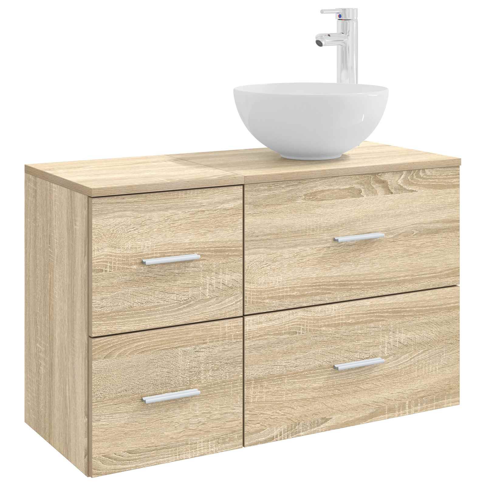 vidaXL Badezimmermöbel-Set 2 pcs Sonoma-Eiche Holzwerkstoff