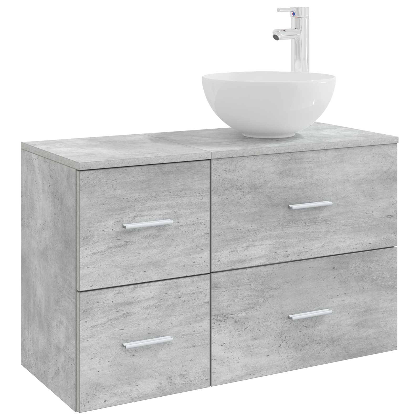 vidaXL Badezimmermöbel-Set 2 pcs Betongrau Holzwerkstoff