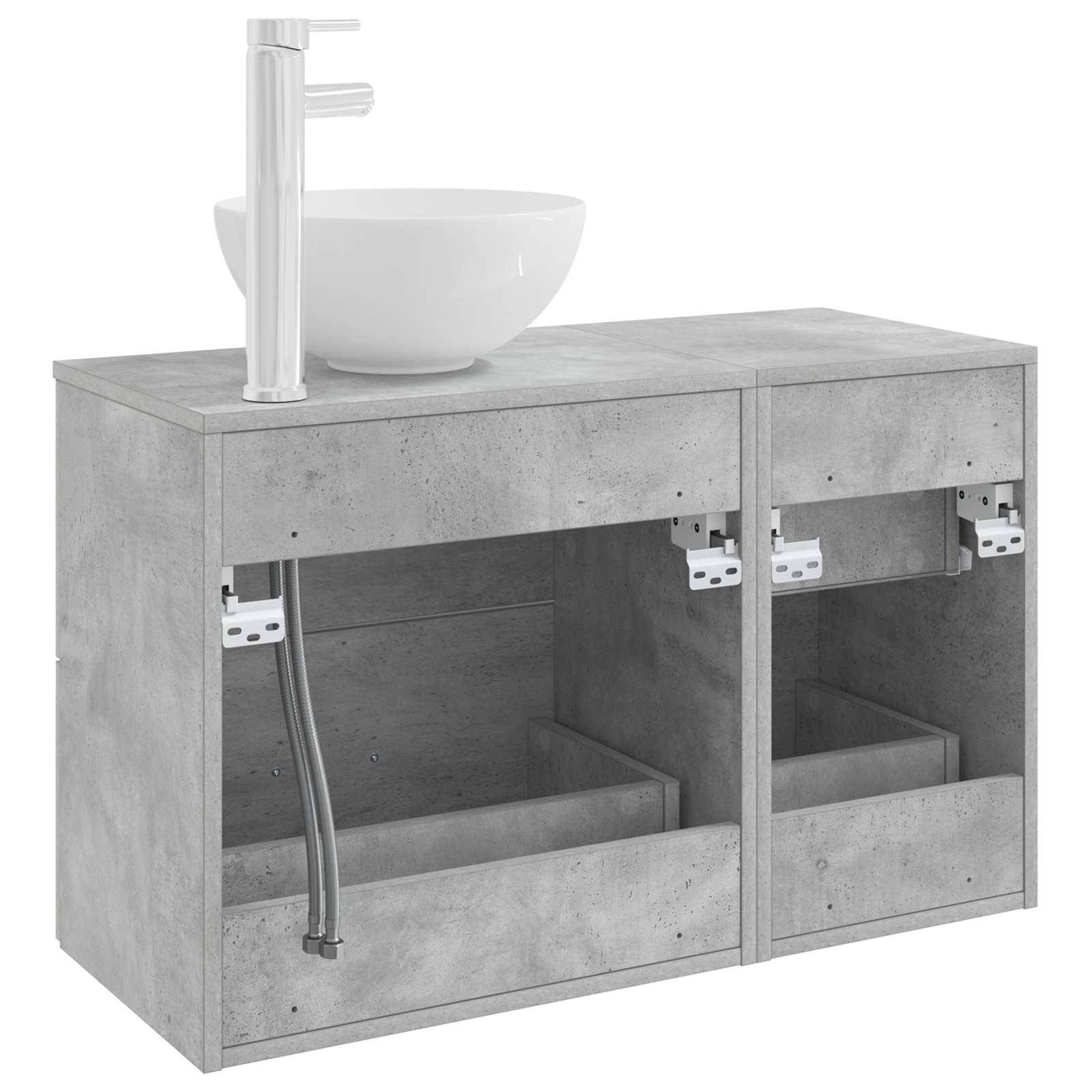 vidaXL Badezimmermöbel-Set 2 pcs Betongrau Holzwerkstoff