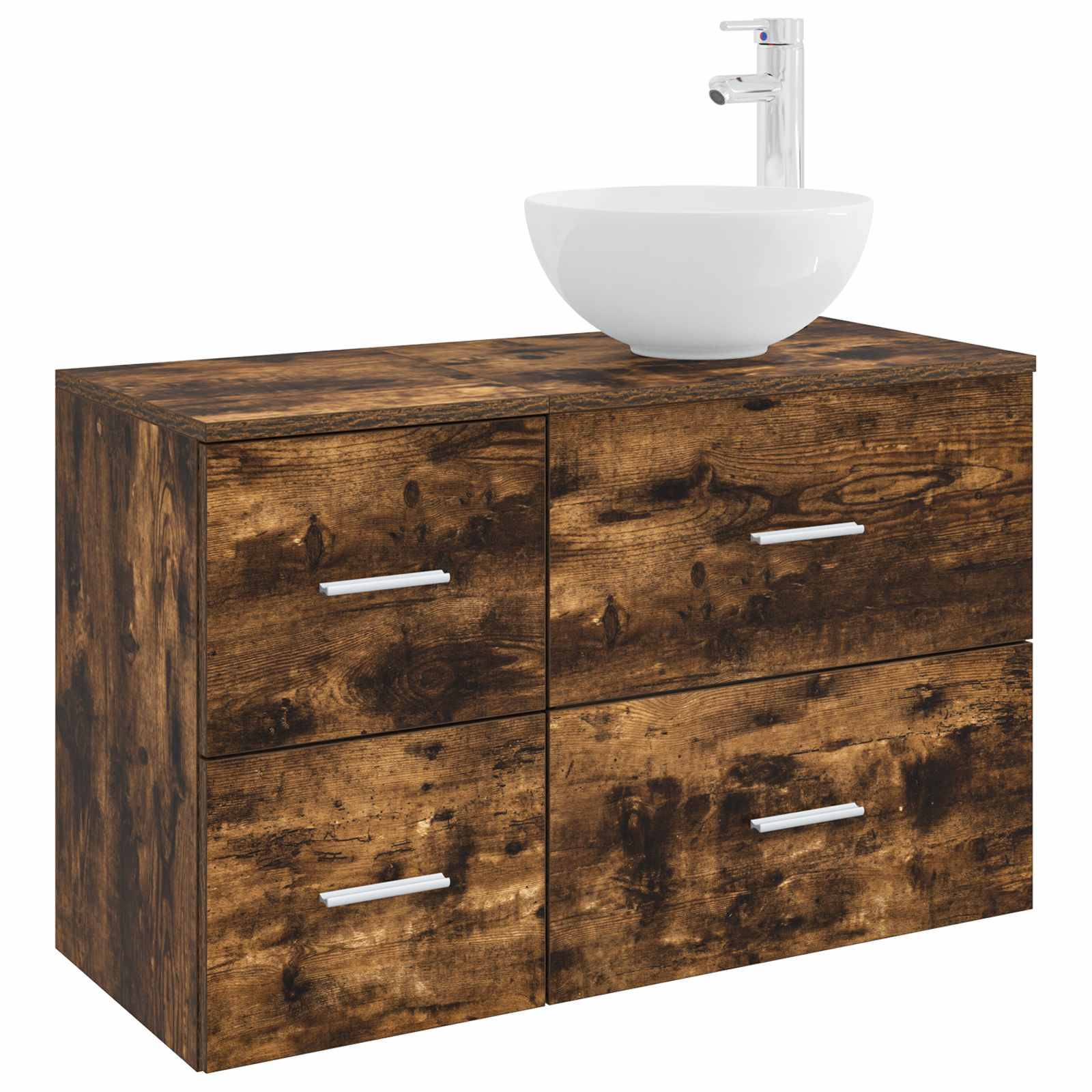 vidaXL Badezimmermöbel-Set 2 pcs Geräucherte Eiche Holzwerkstoff