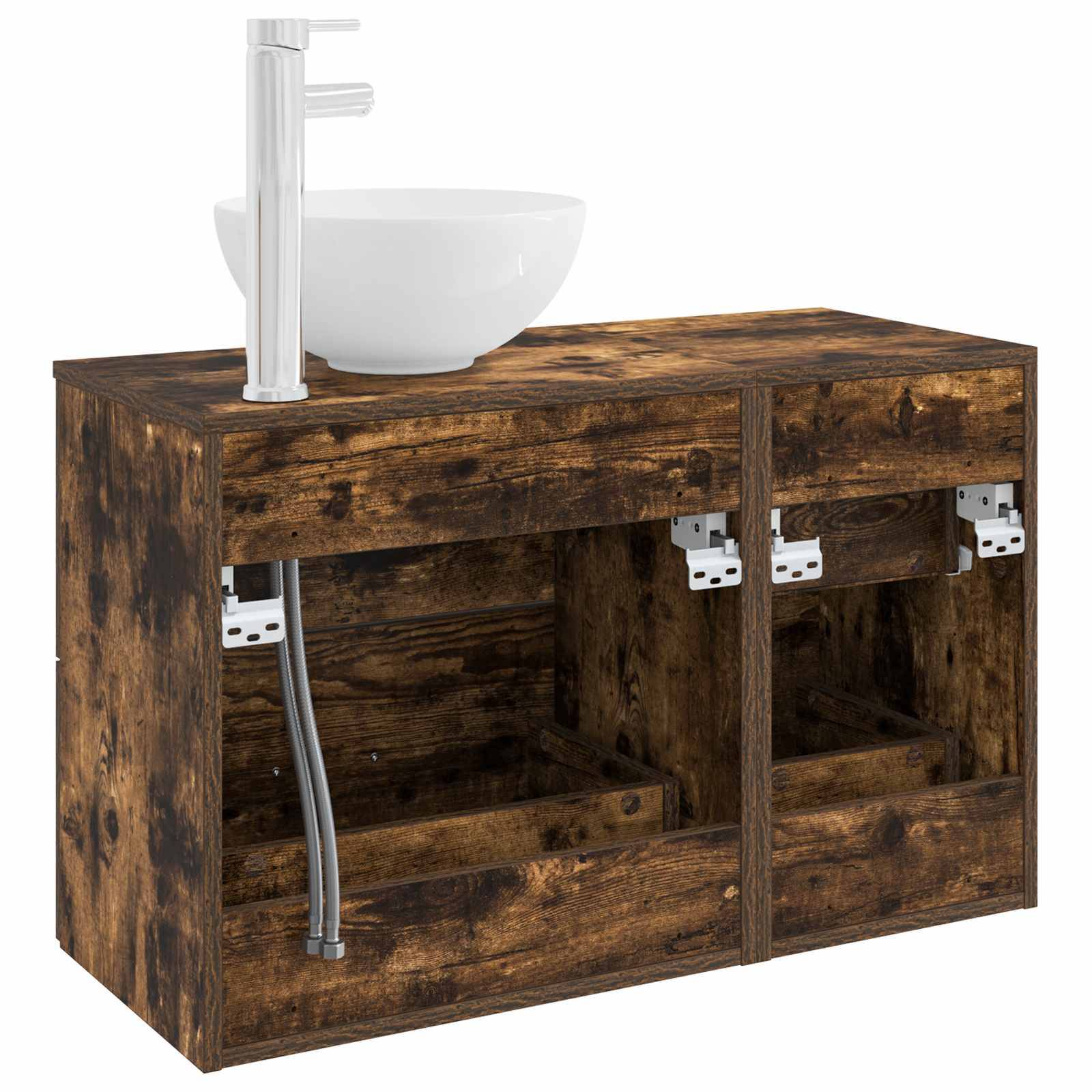 vidaXL Badezimmermöbel-Set 2 pcs Geräucherte Eiche Holzwerkstoff