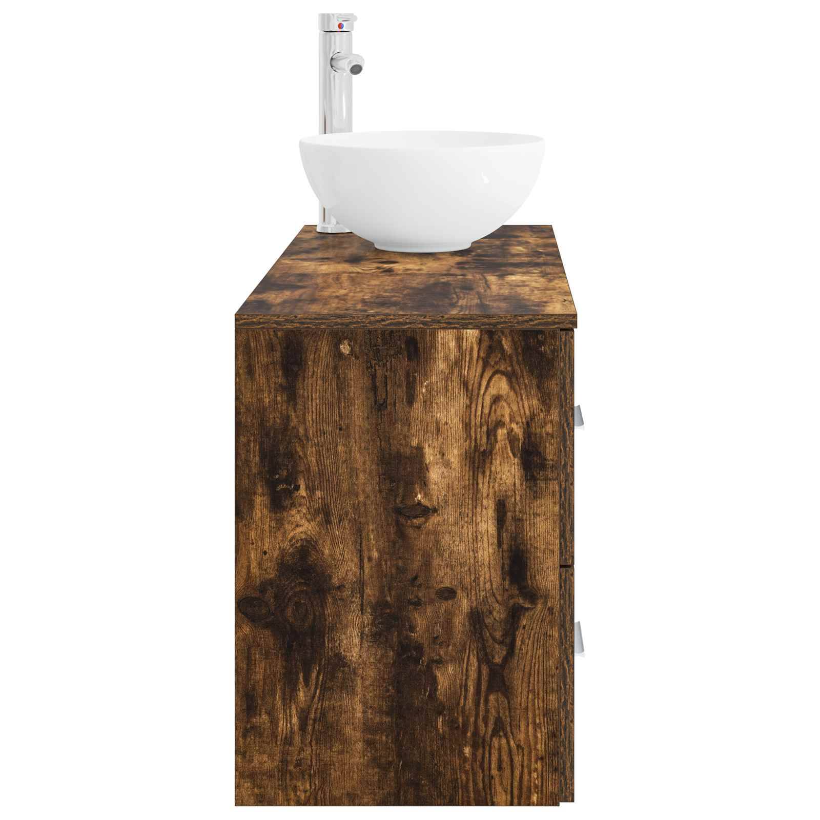 vidaXL Badezimmermöbel-Set 2 pcs Geräucherte Eiche Holzwerkstoff