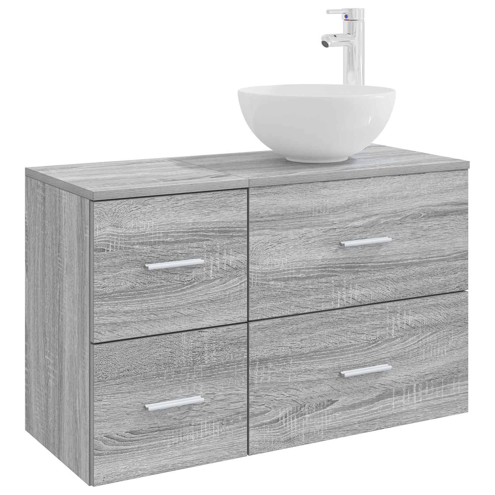 vidaXL Badezimmermöbel-Set 2 pcs Grau Sonoma Holzwerkstoff