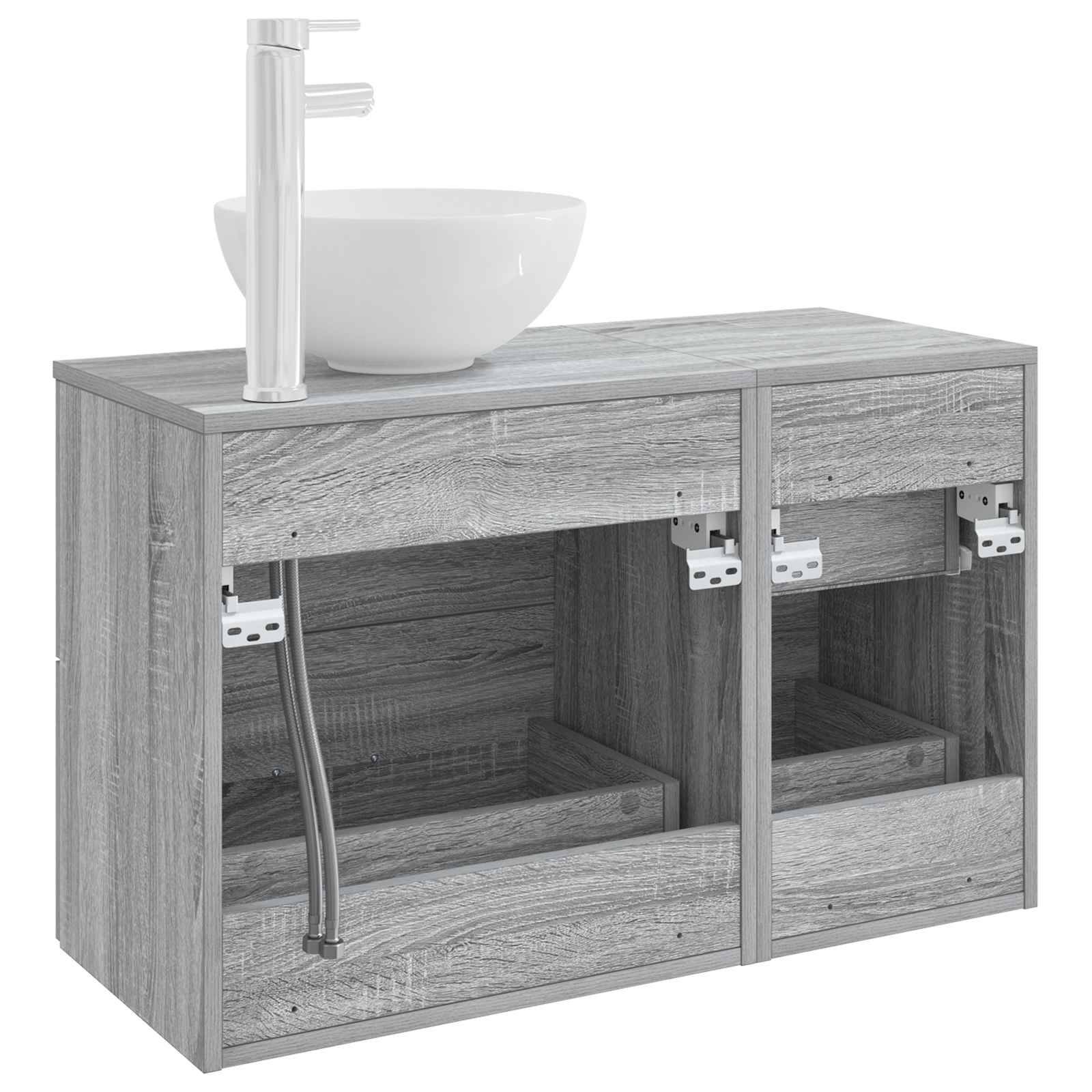 vidaXL Badezimmermöbel-Set 2 pcs Grau Sonoma Holzwerkstoff