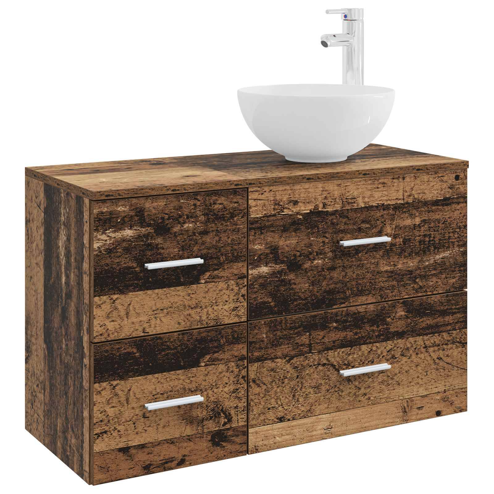 vidaXL Badezimmermöbel-Set 2 pcs Altholz Holzwerkstoff
