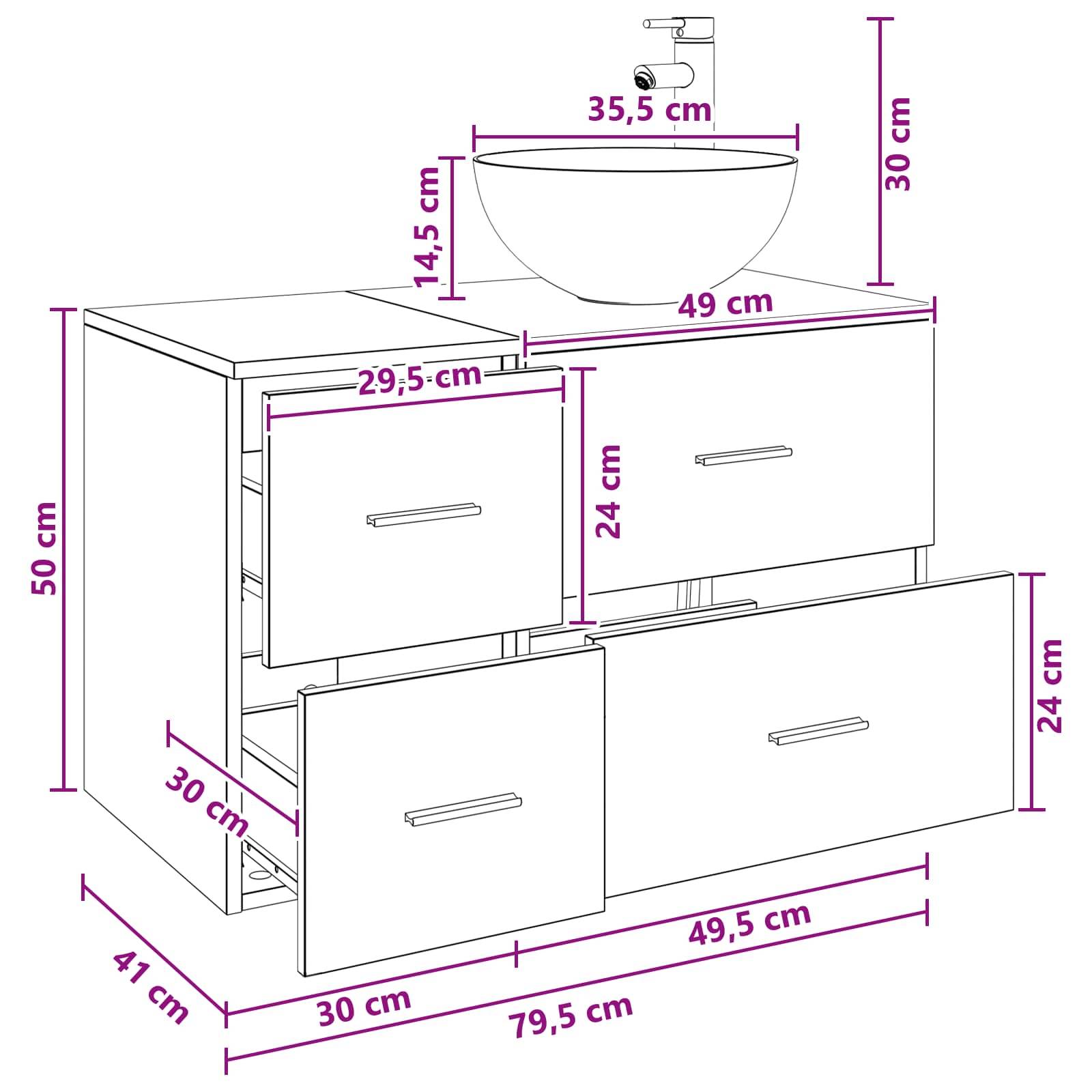 vidaXL Badezimmermöbel-Set 2 pcs Schwarze Eiche Holzwerkstoff