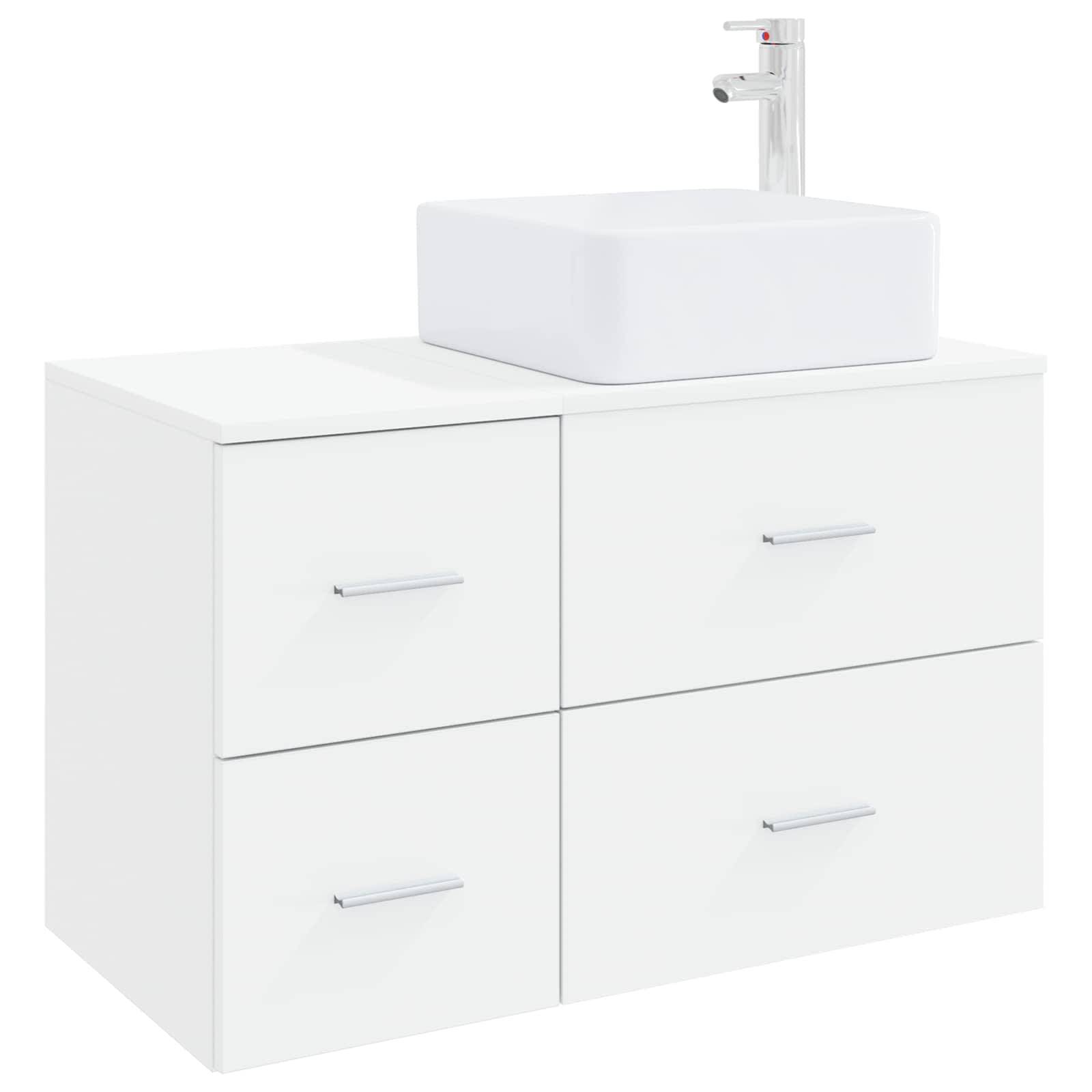 vidaXL Badezimmermöbel-Set 2 pcs Weiß Holzwerkstoff