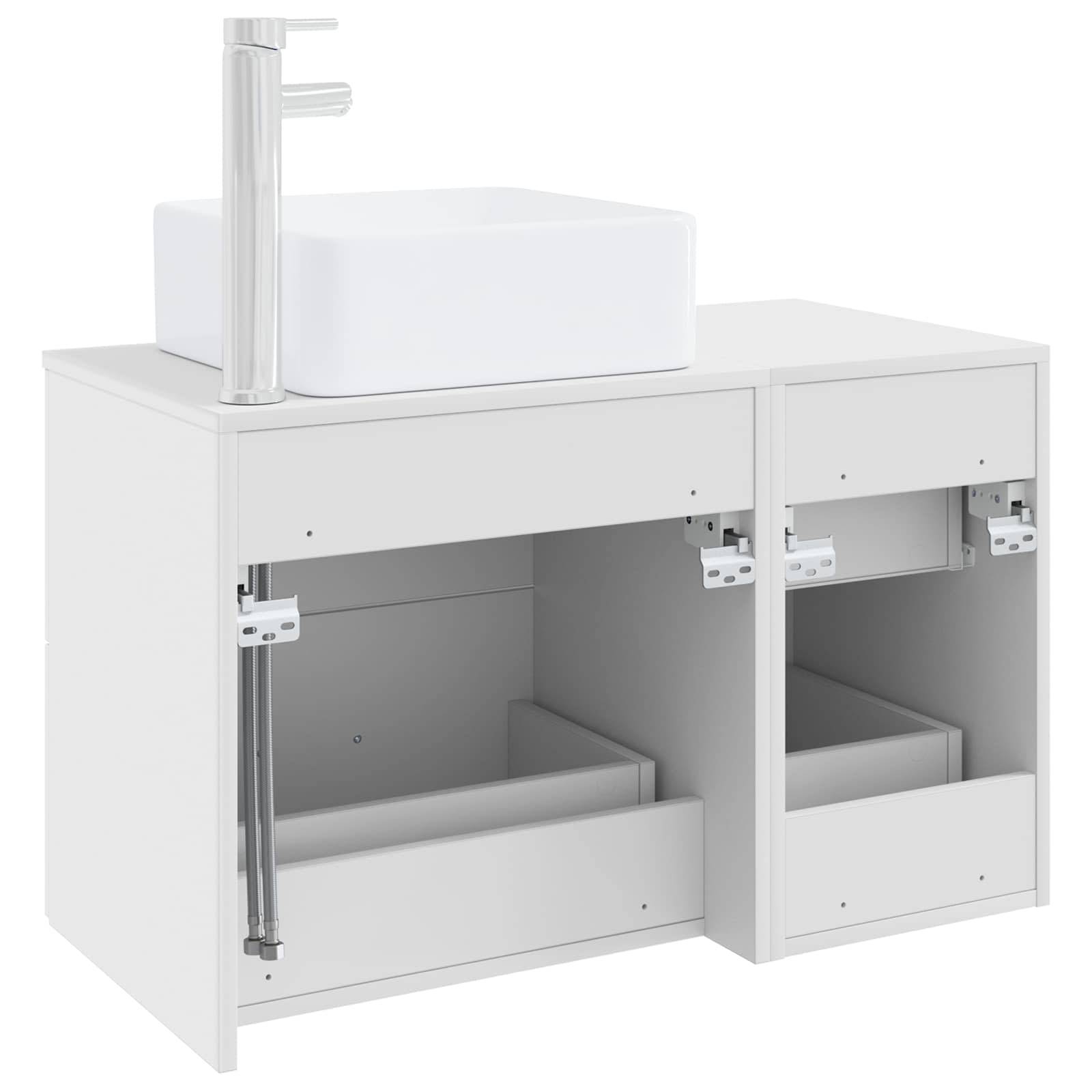 vidaXL Badezimmermöbel-Set 2 pcs Weiß Holzwerkstoff