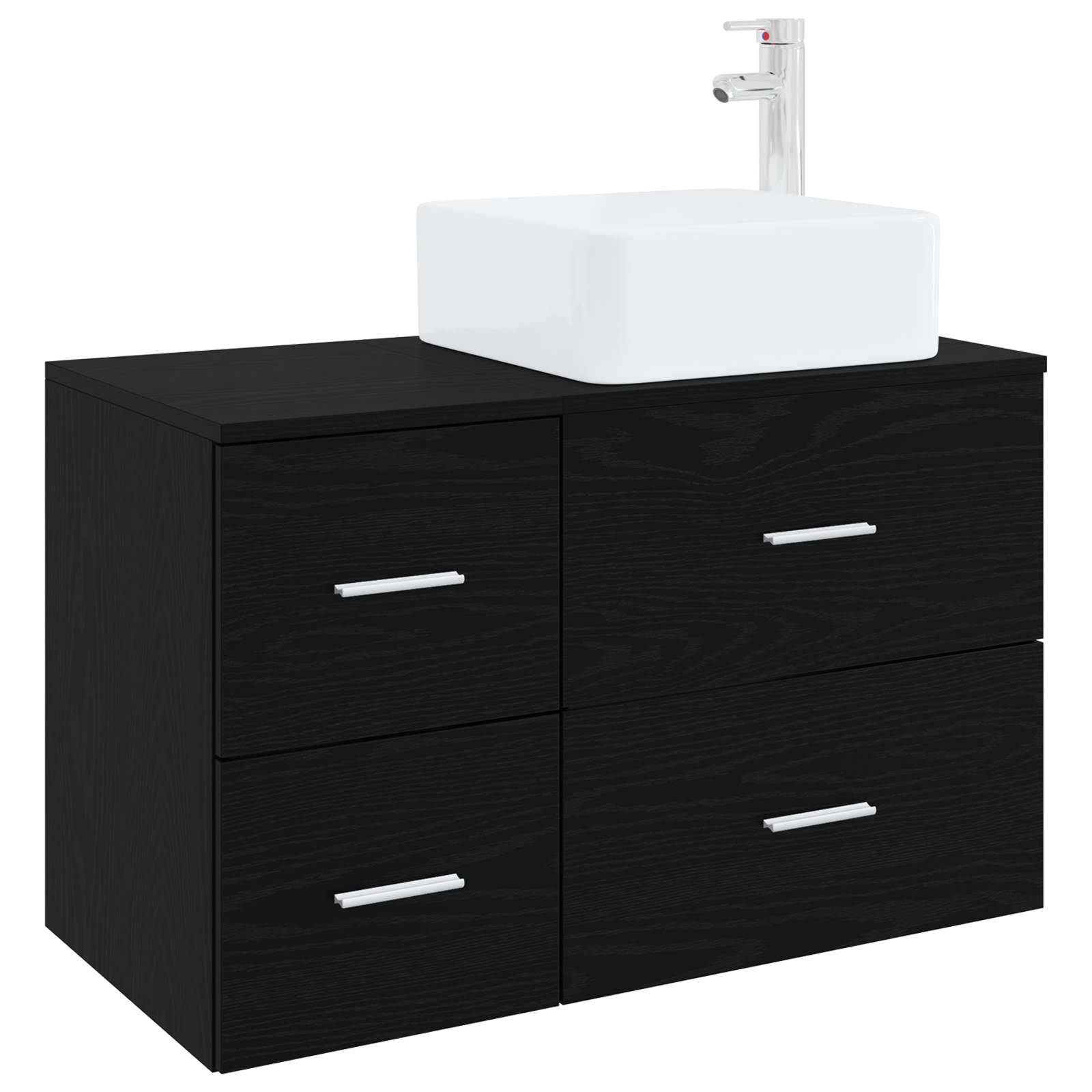 vidaXL Badezimmermöbel-Set 2 pcs Schwarze Eiche Holzwerkstoff