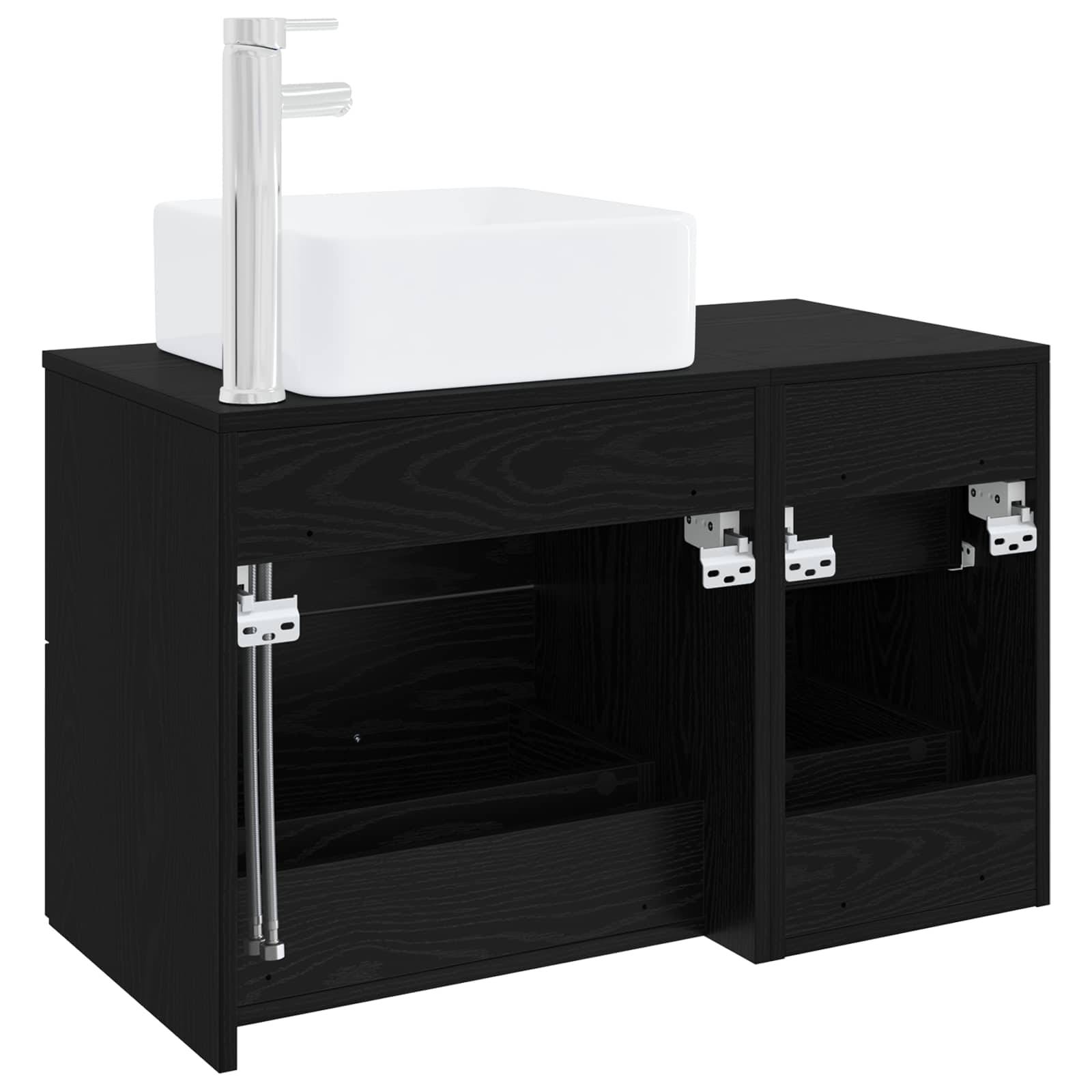 vidaXL Badezimmermöbel-Set 2 pcs Schwarze Eiche Holzwerkstoff