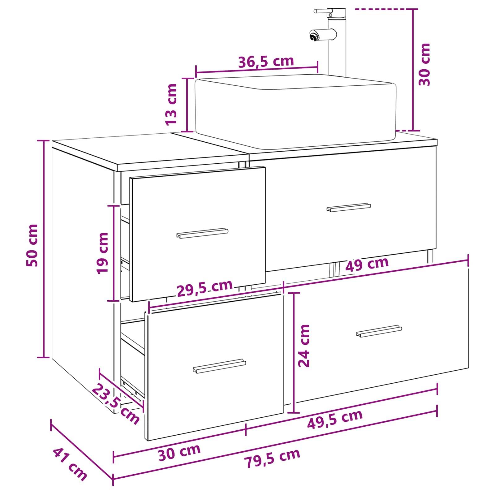 vidaXL Badezimmermöbel-Set 2 pcs Schwarze Eiche Holzwerkstoff