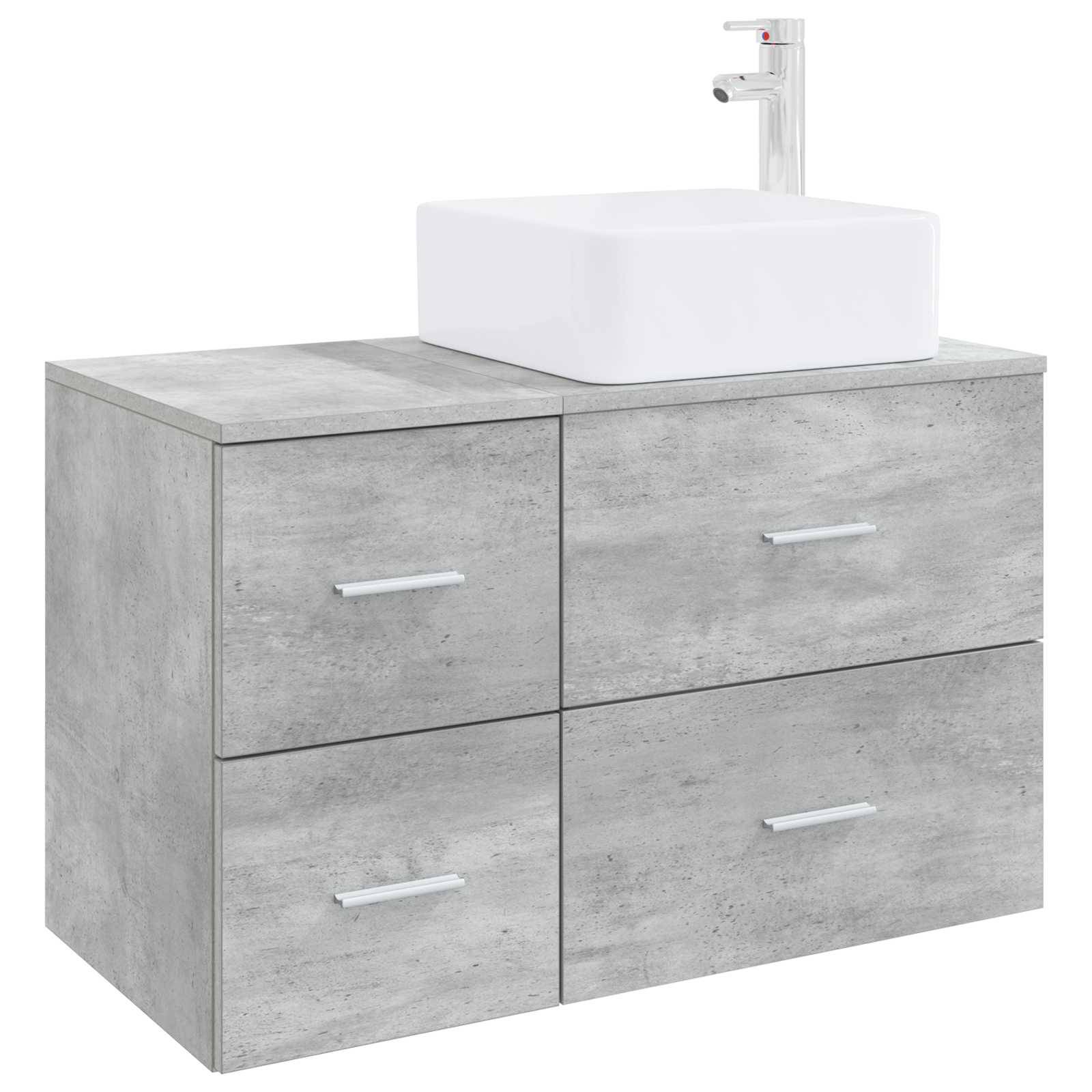 vidaXL Badezimmermöbel-Set 2 pcs Betongrau Holzwerkstoff
