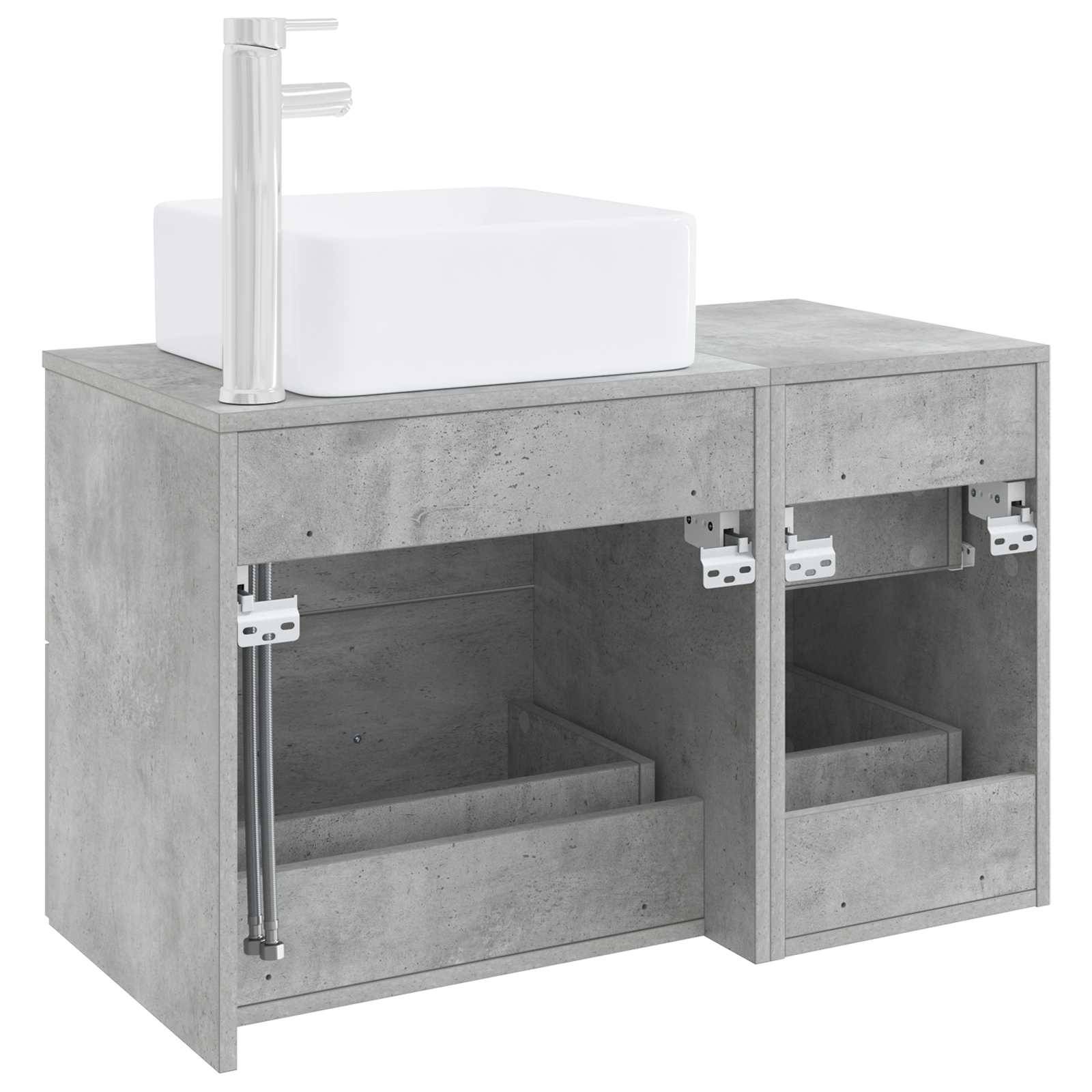 vidaXL Badezimmermöbel-Set 2 pcs Betongrau Holzwerkstoff