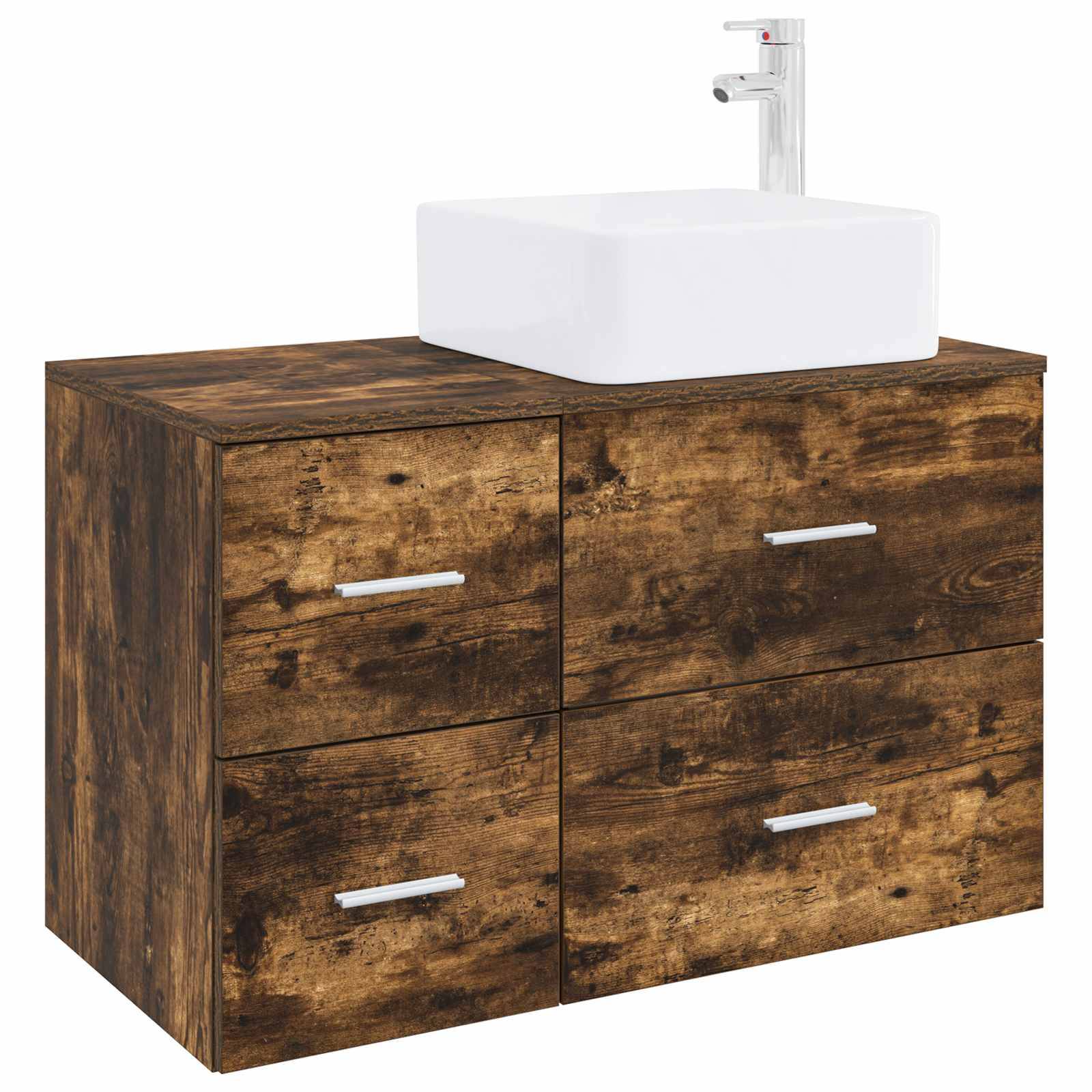 vidaXL Badezimmermöbel-Set 2 stk. Geräucherte Eiche Holzwerkstoff