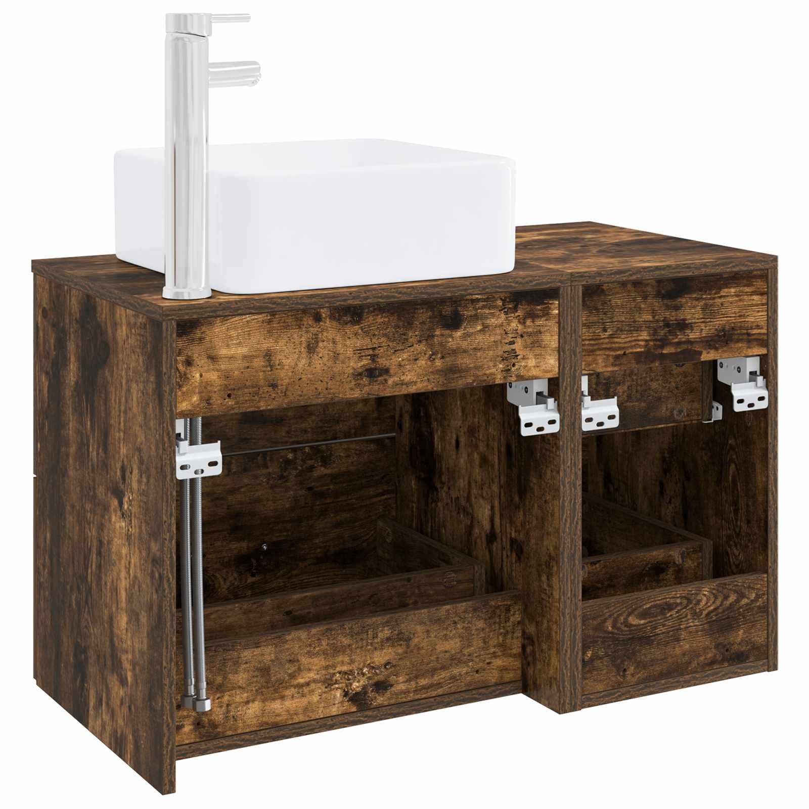 vidaXL Badezimmermöbel-Set 2 pcs Geräucherte Eiche Holzwerkstoff