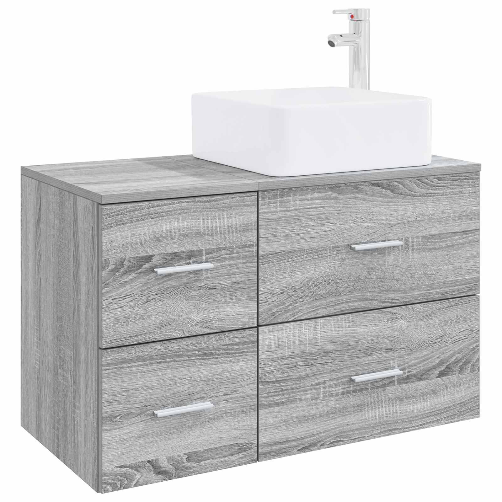 vidaXL Badezimmermöbel-Set 2 pcs Grau Sonoma Holzwerkstoff