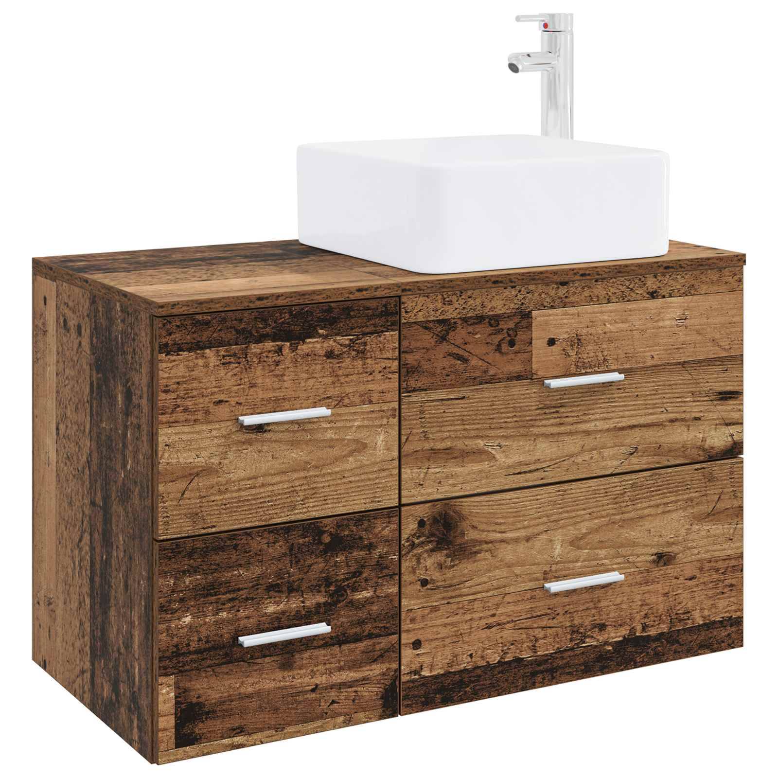 vidaXL Badezimmermöbel-Set 2 stk. Altholz Holzwerkstoff