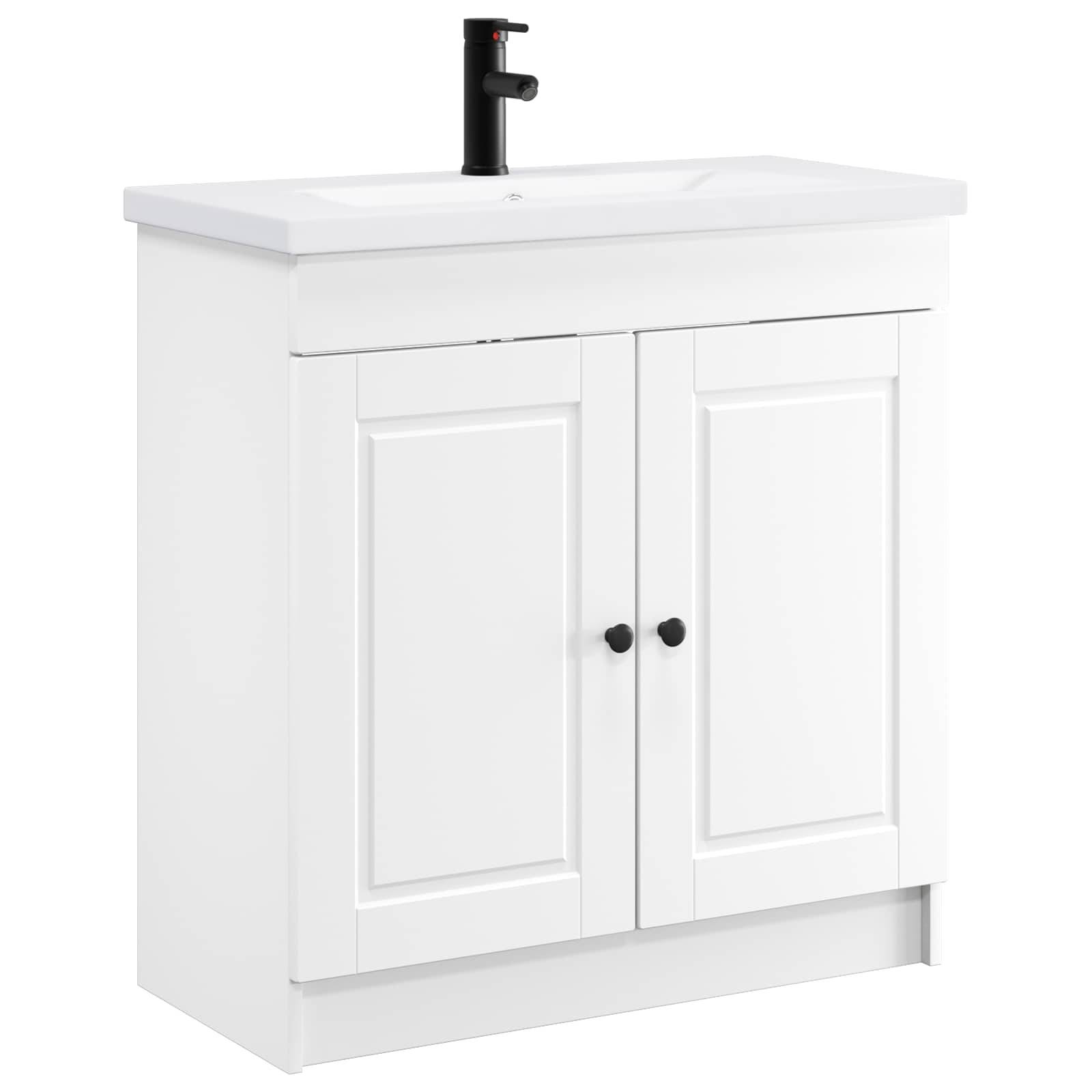 vidaXL Badezimmermöbel-Set Weiß 56 x 37,5 x 81 cm Holzwerkstoff