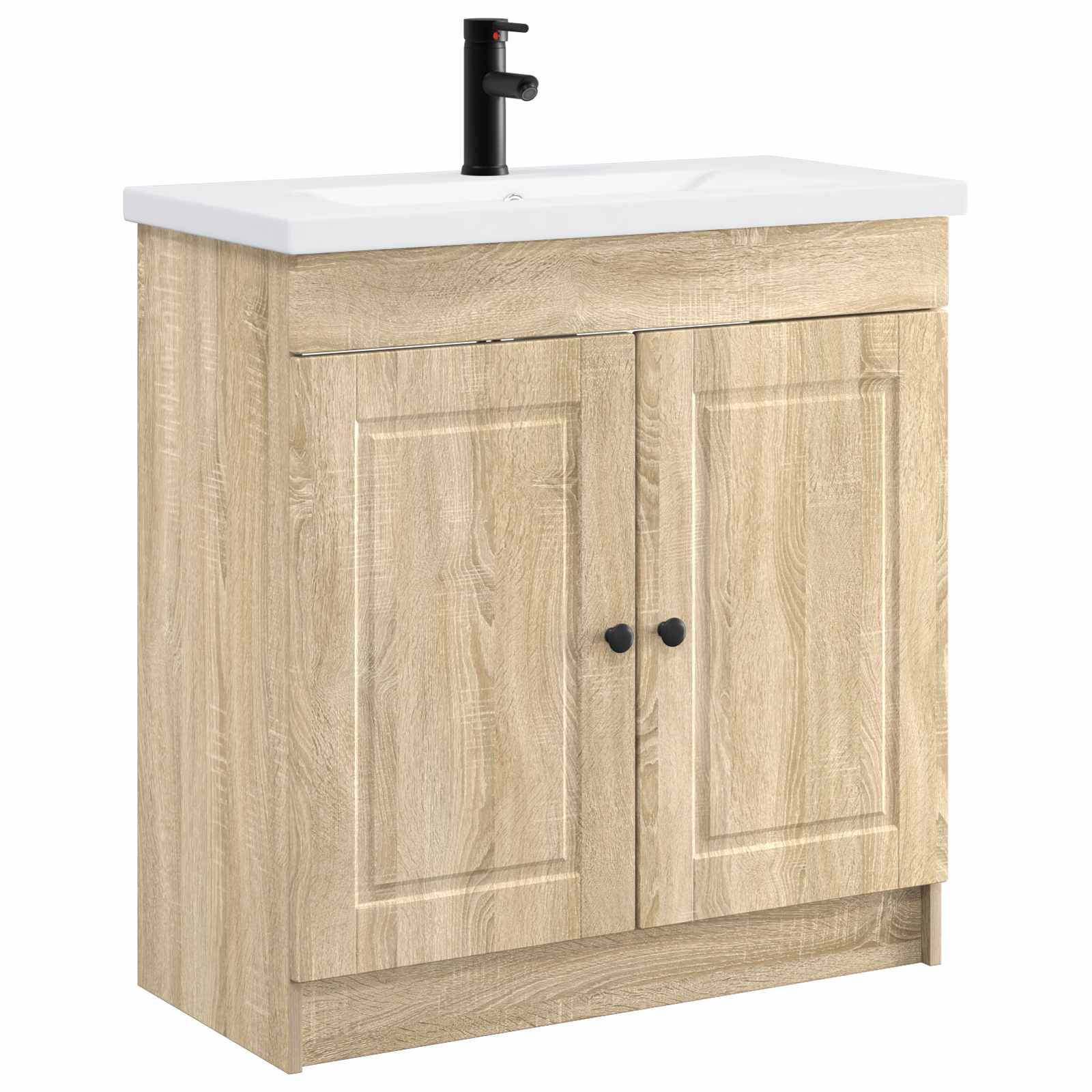 vidaXL Badezimmermöbel-Set Sonoma-Eiche 56 x 37,5 x 81 cm