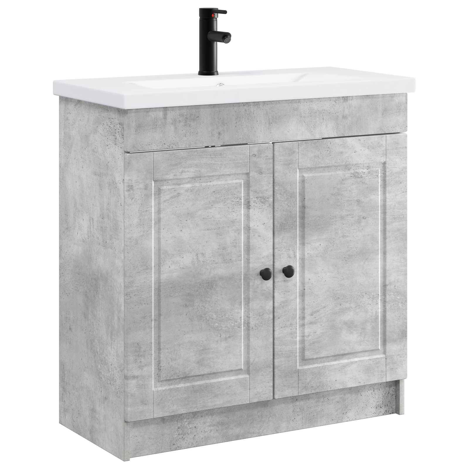 vidaXL Badezimmermöbel-Set Betongrau 56 x 37,5 x 81 cm Holzwerkstoff