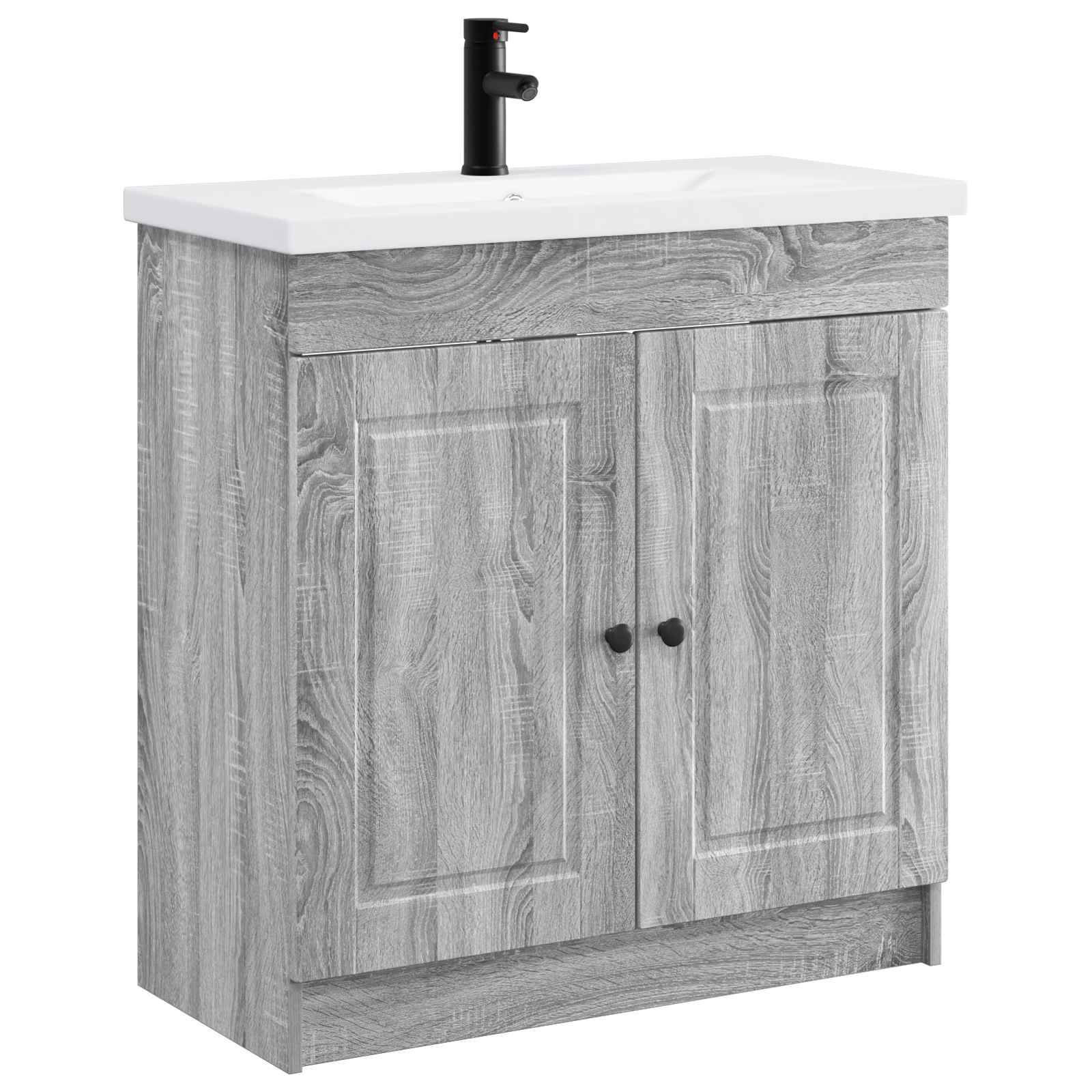 vidaXL Badezimmermöbel-Set Grau Sonoma 56 x 37,5 x 81 cm Holzwerkstoff
